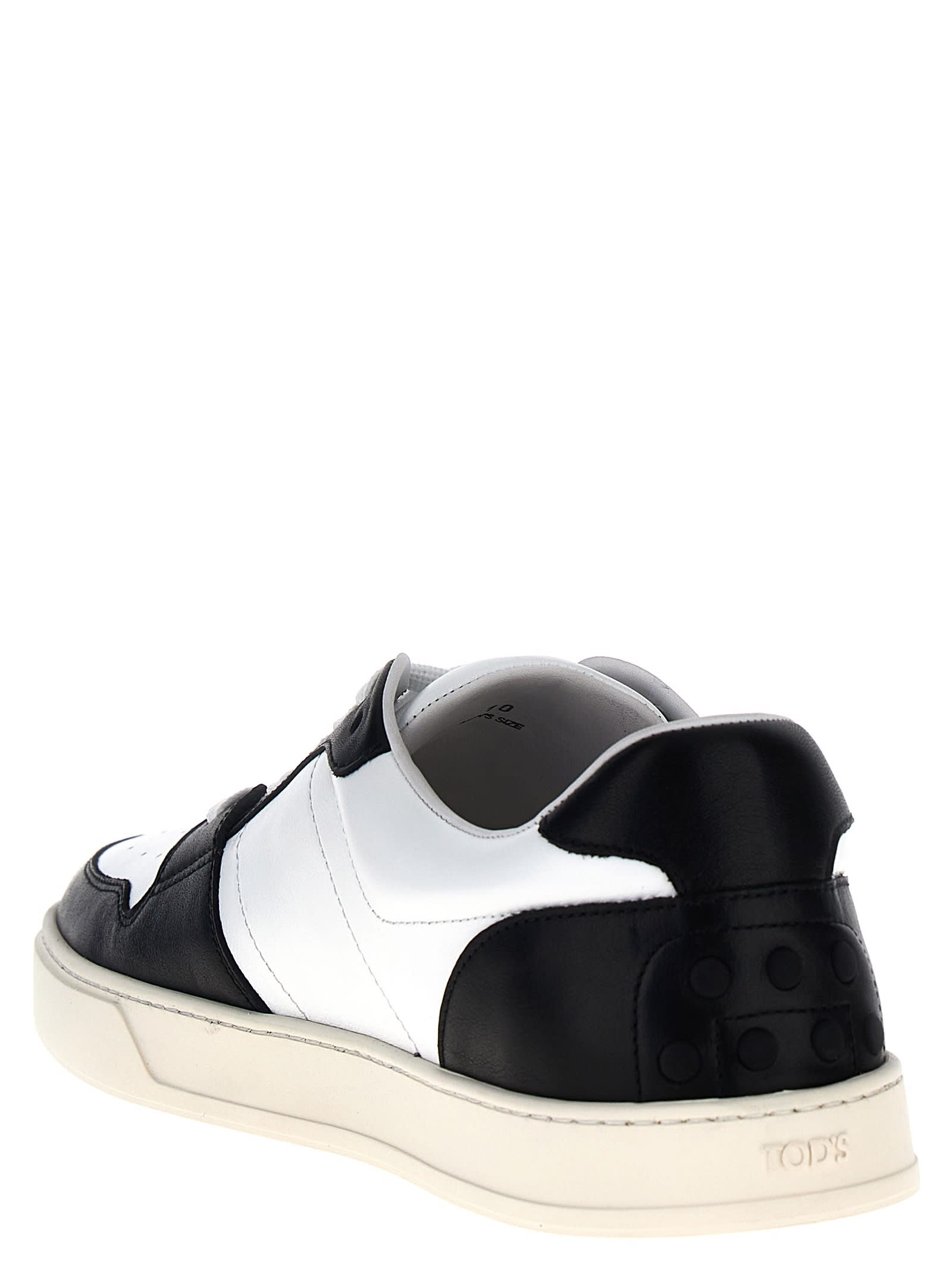 Shop Tod's Logo Sneakers In White/black