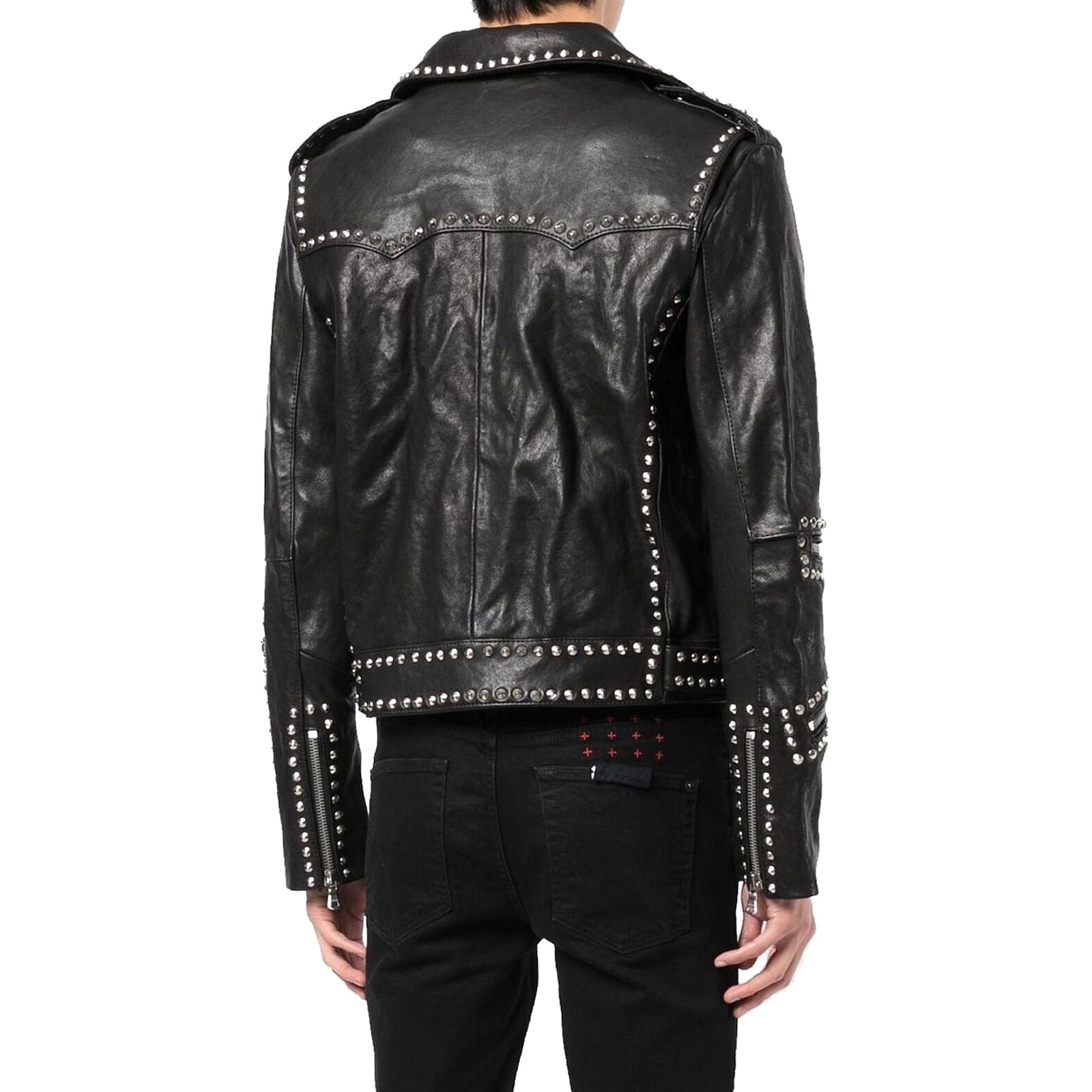 Celine Soft Leather Biker Jacket With Studs. In Black