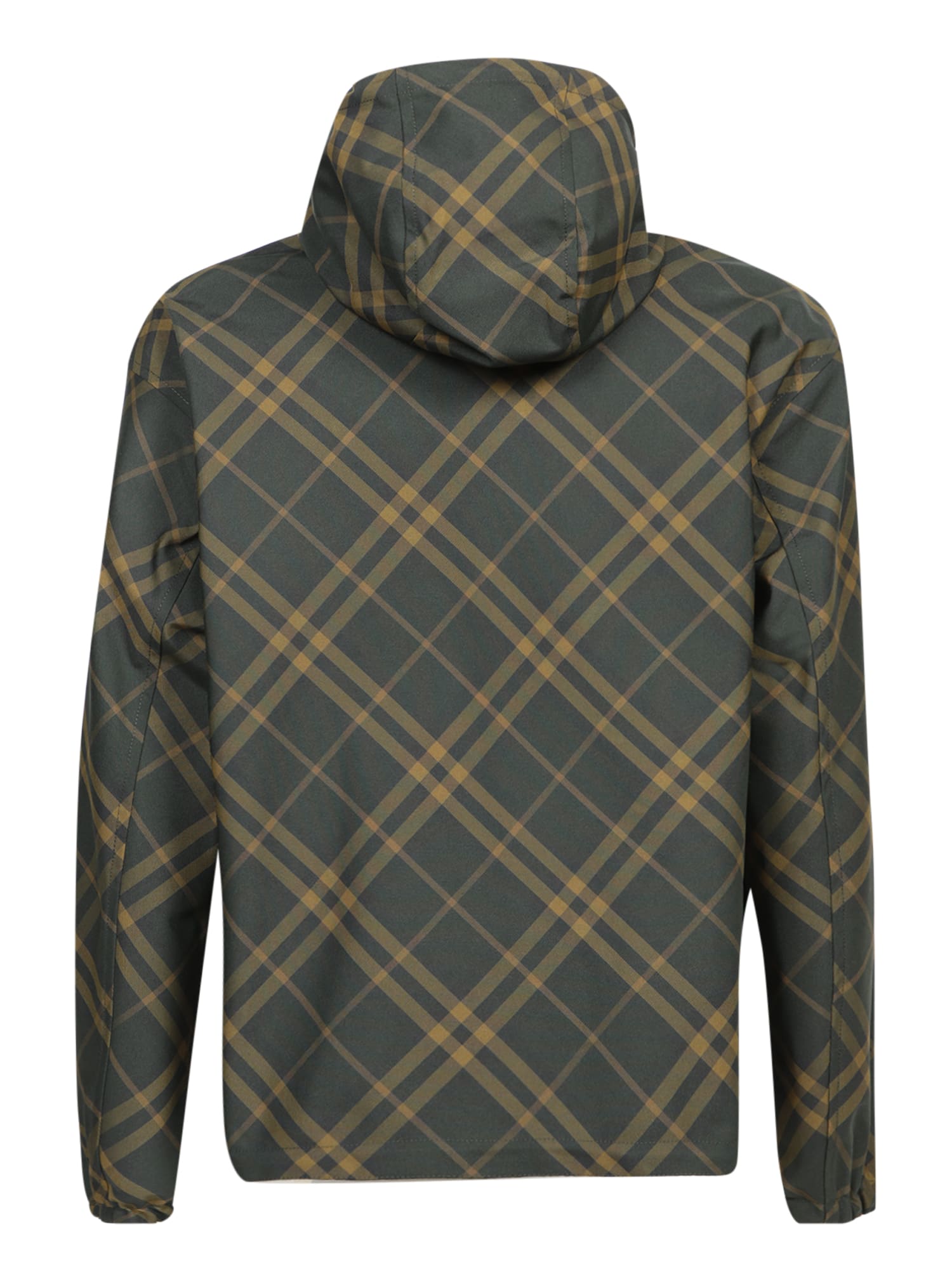 Shop Burberry Check Black Windbreaker Jacket