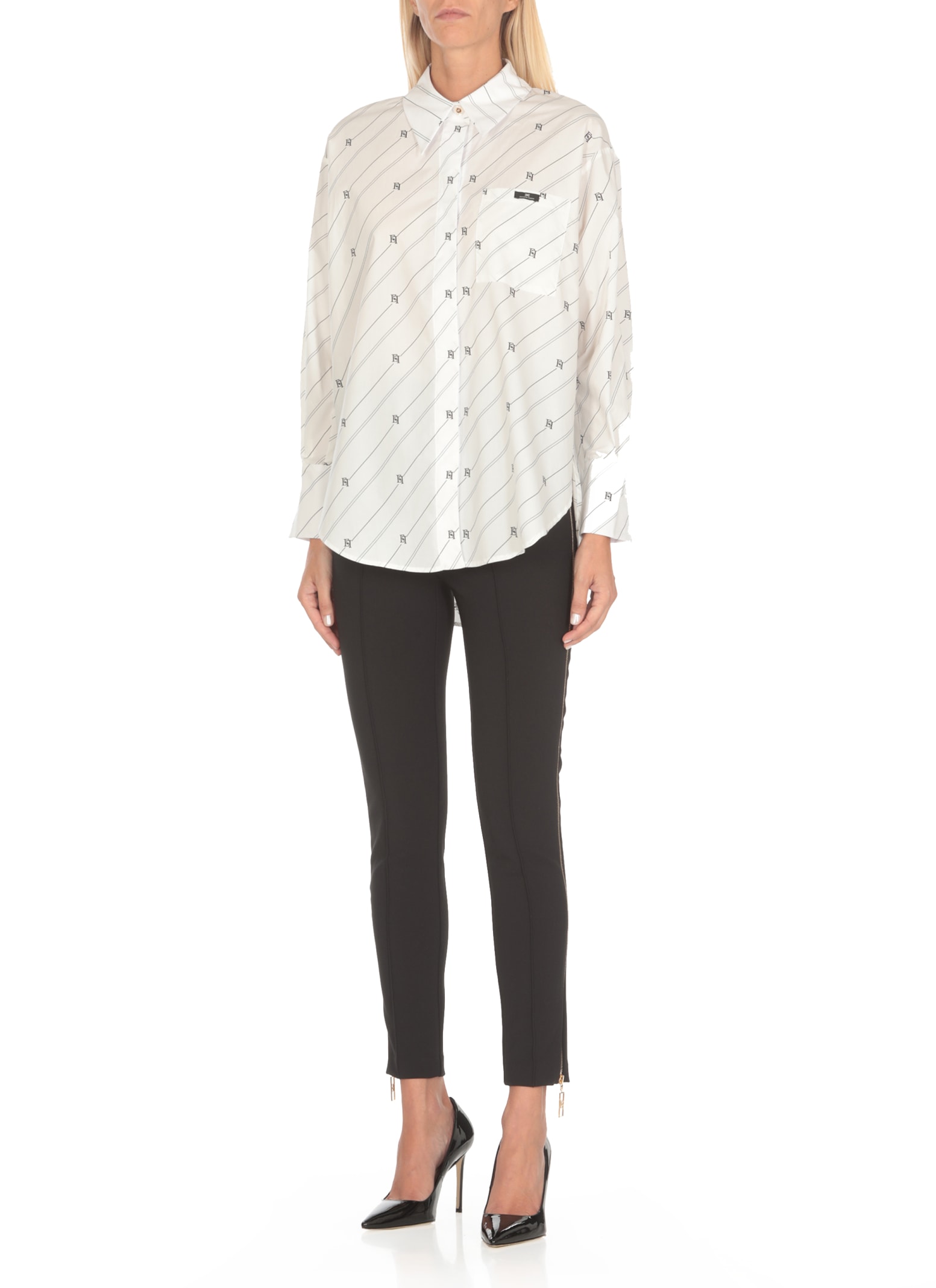 Shop Elisabetta Franchi Shirt With Logo In White