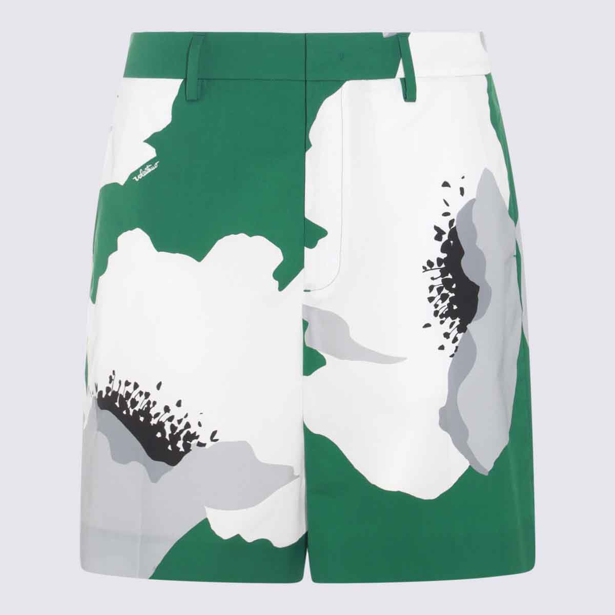 Shop Valentino Green Cotton Shorts