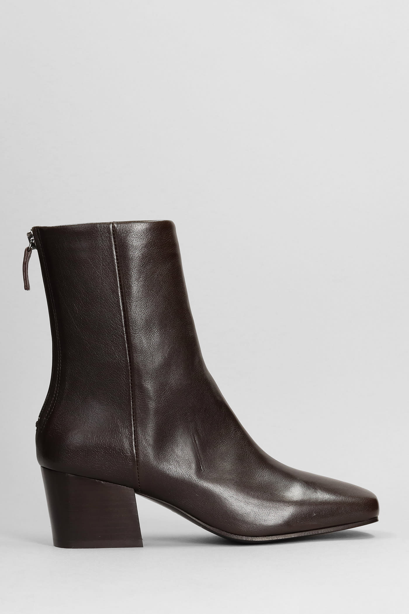 LEMAIRE HIGH HEELS ANKLE BOOTS IN BROWN LEATHER