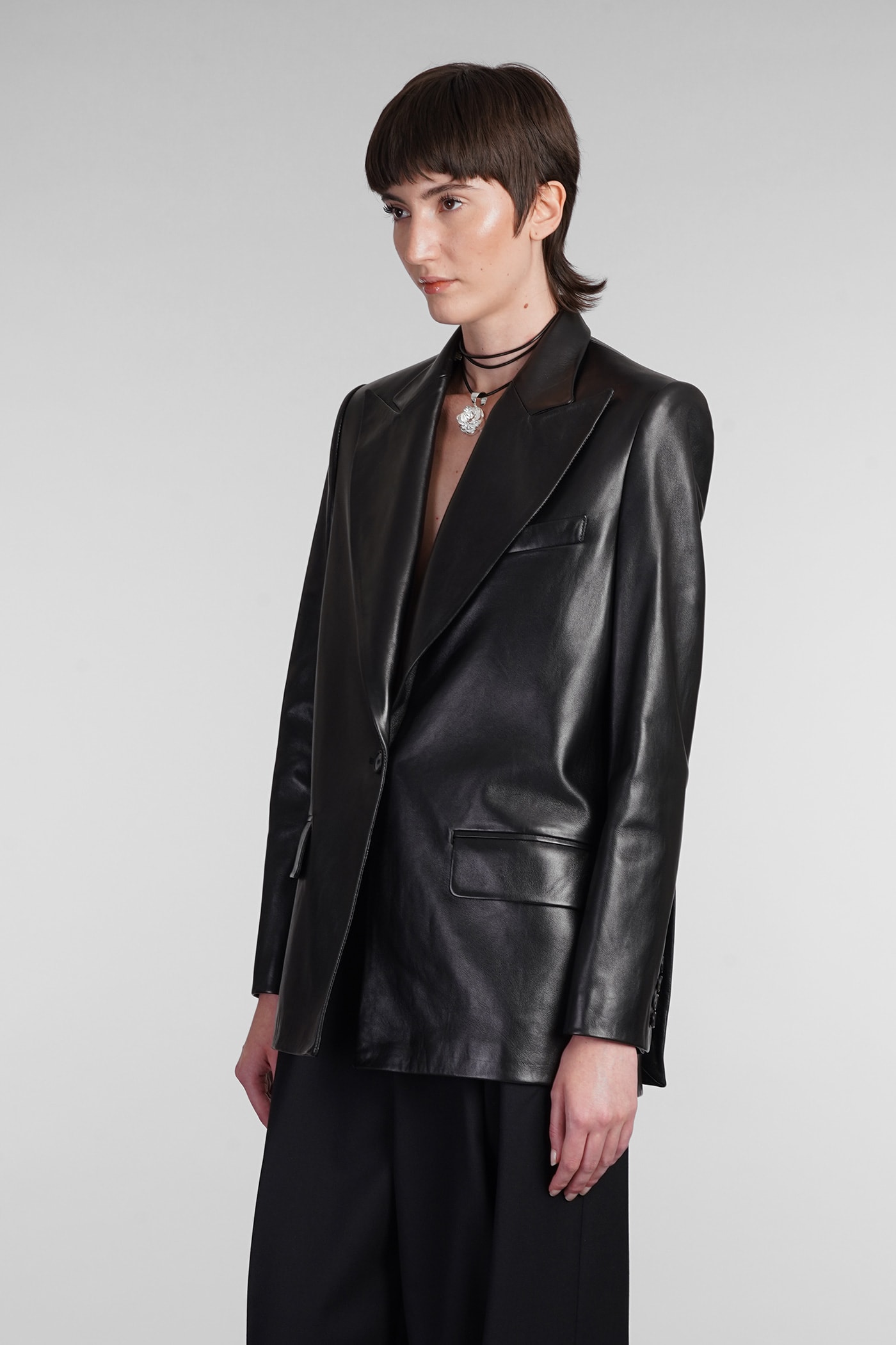 Shop Magda Butrym Blazer In Black Leather