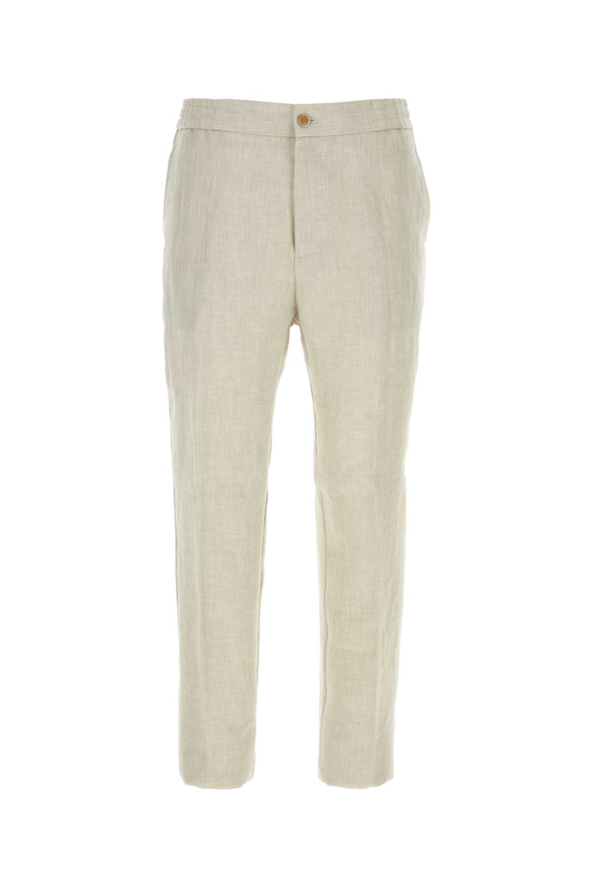 Shop Etro Light Grey Linen Pant In M0633