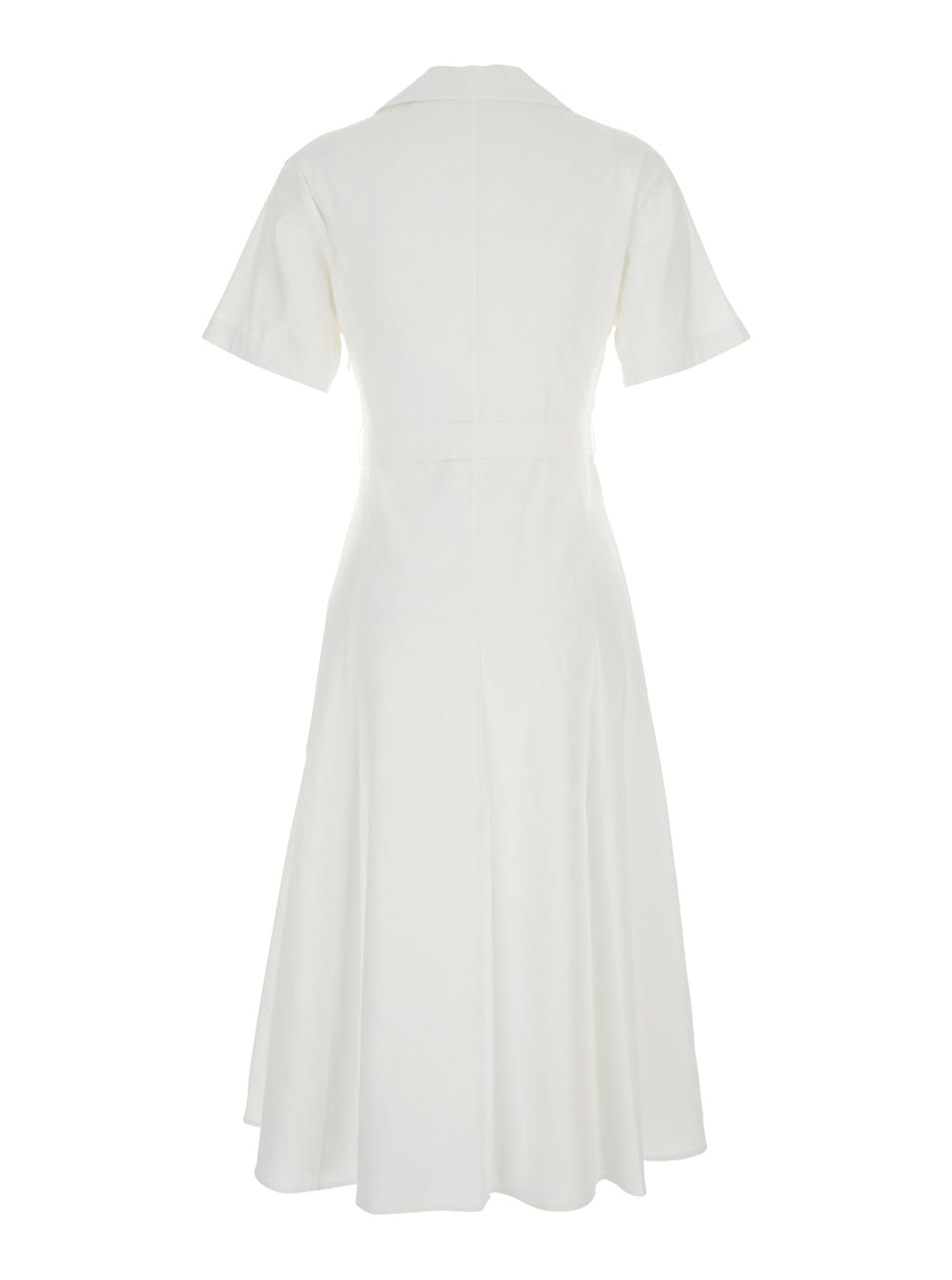 Theory White Dress With French Collar And Removable Waist Belt In White