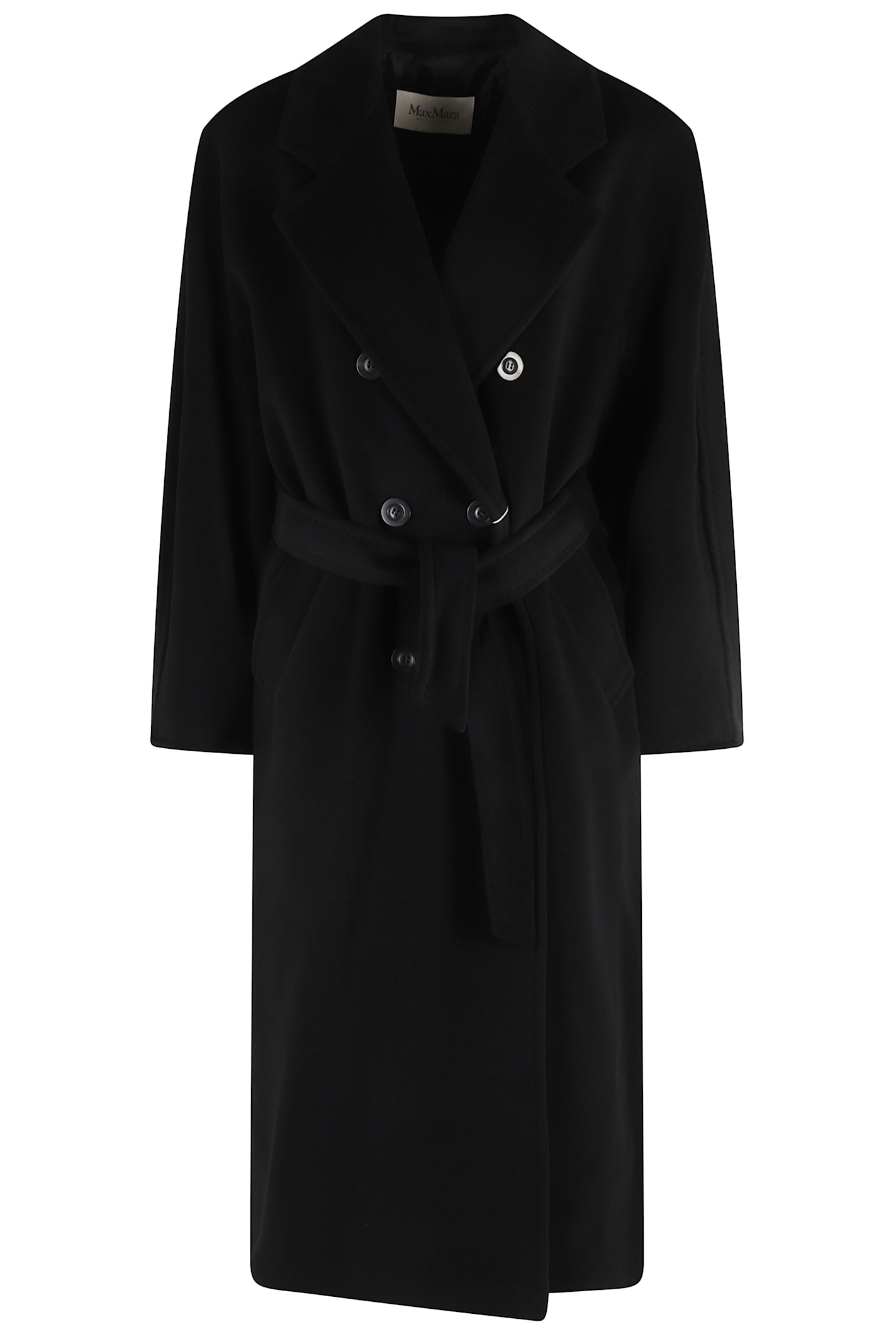 Max Mara Double-breasted Coat With Belt Coats Blue In Black