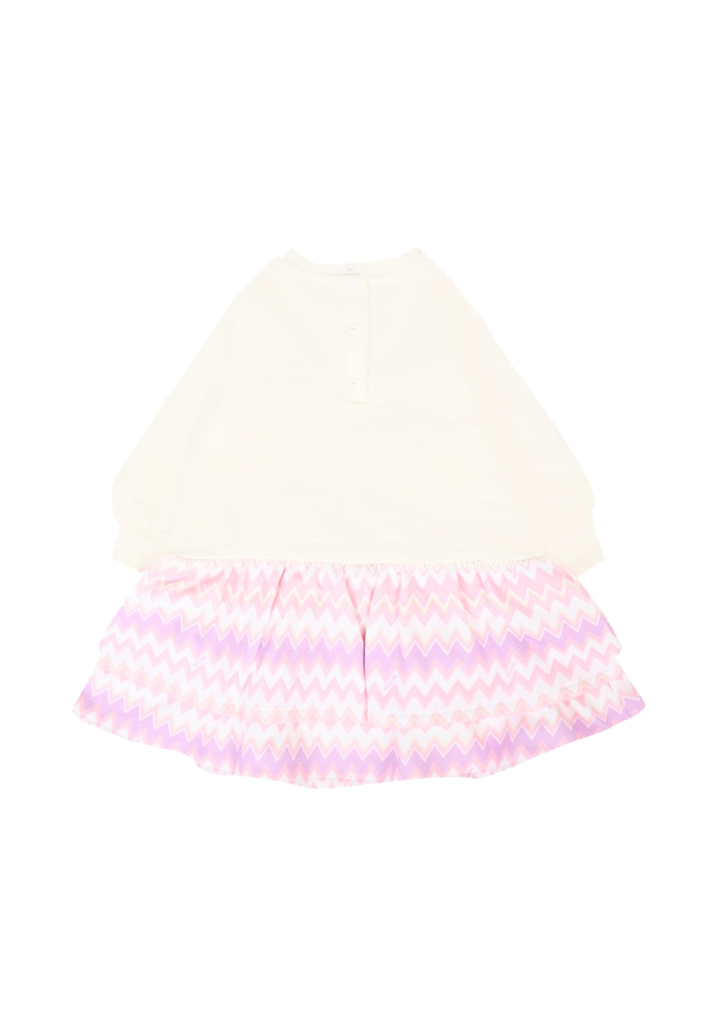 Missoni Ivory Dress For Baby Girl With Logo In White