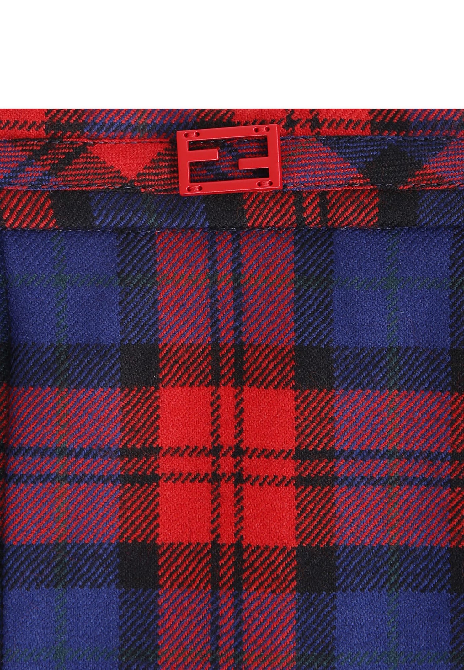 Fendi Red And Blue Checked Skirt For Baby Girl In Multi