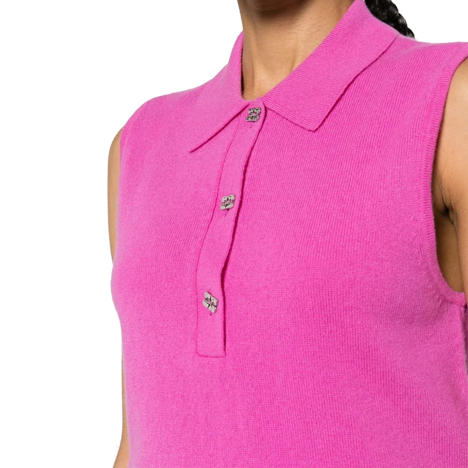 Ganni Wool And Cashmere Polo Women In Pink