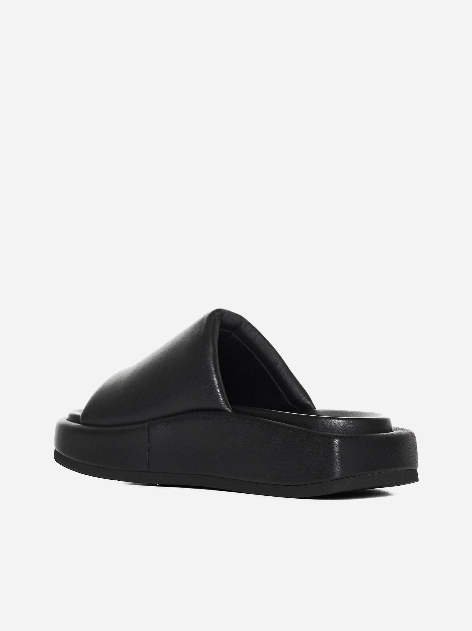 Shop Attico Mia Leather Flatform Sandals In Black