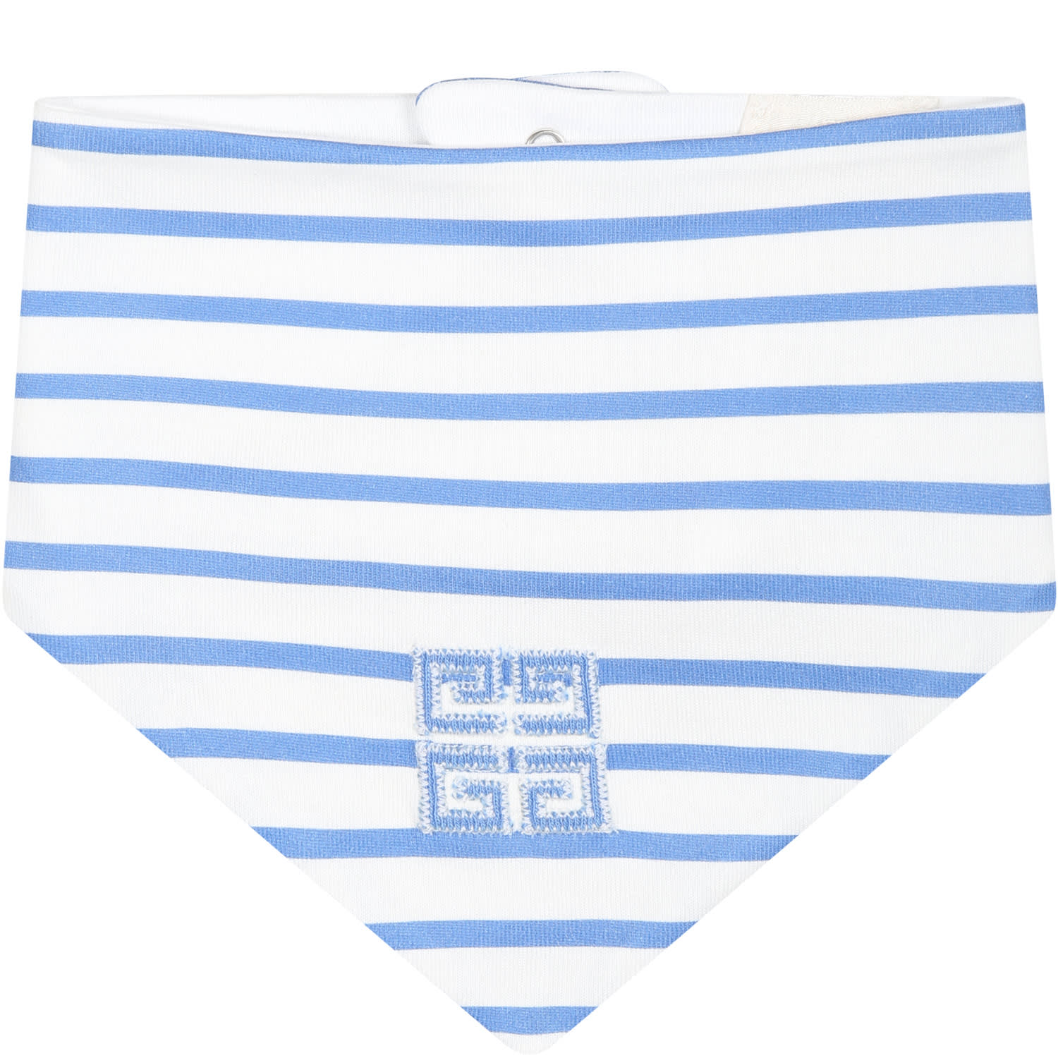 Shop Givenchy Light Blue Romper For Baby Boy With Stripes And Logo