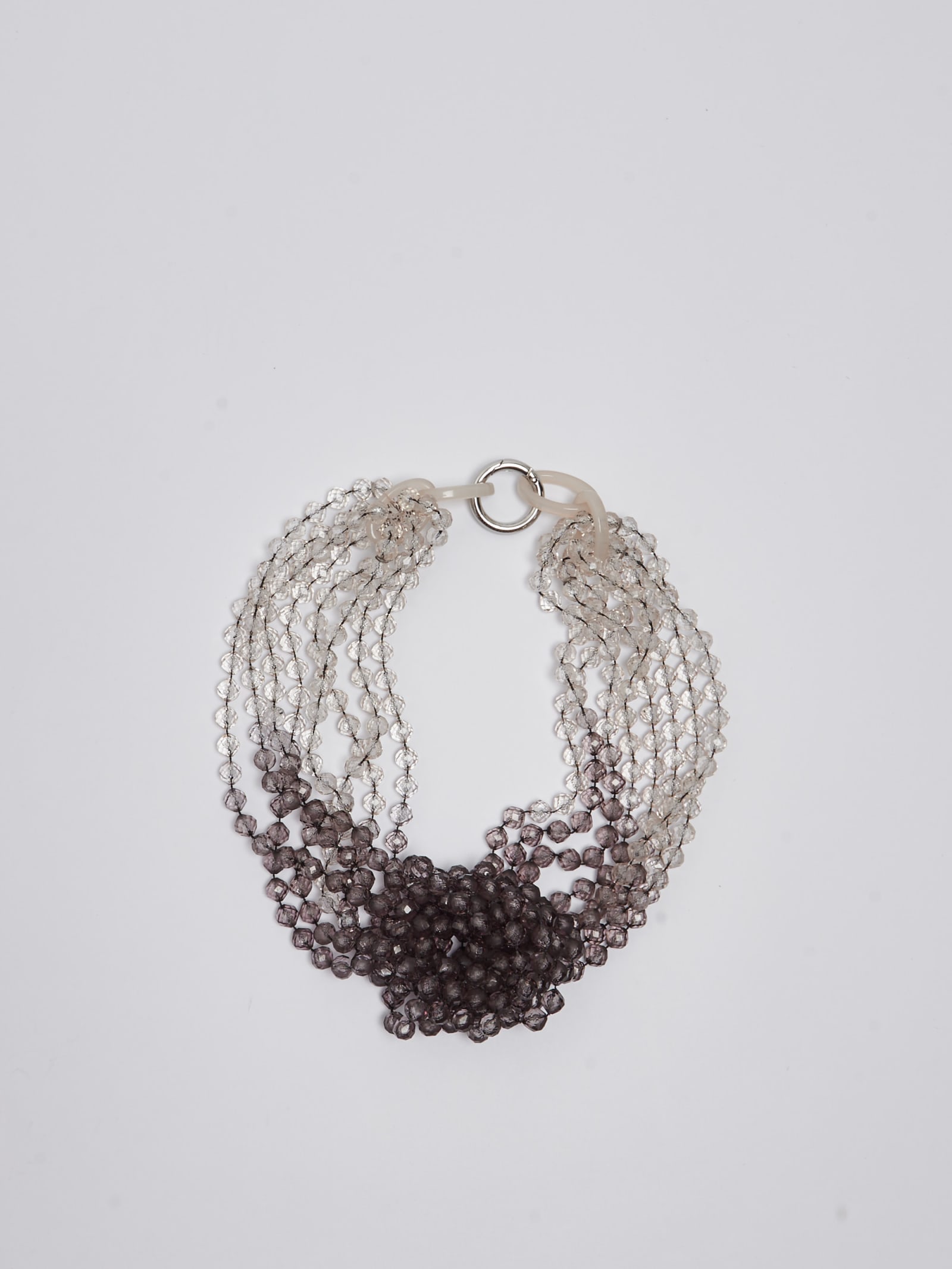 Shop Emporio Armani Fabric Necklace In Beige-grigio
