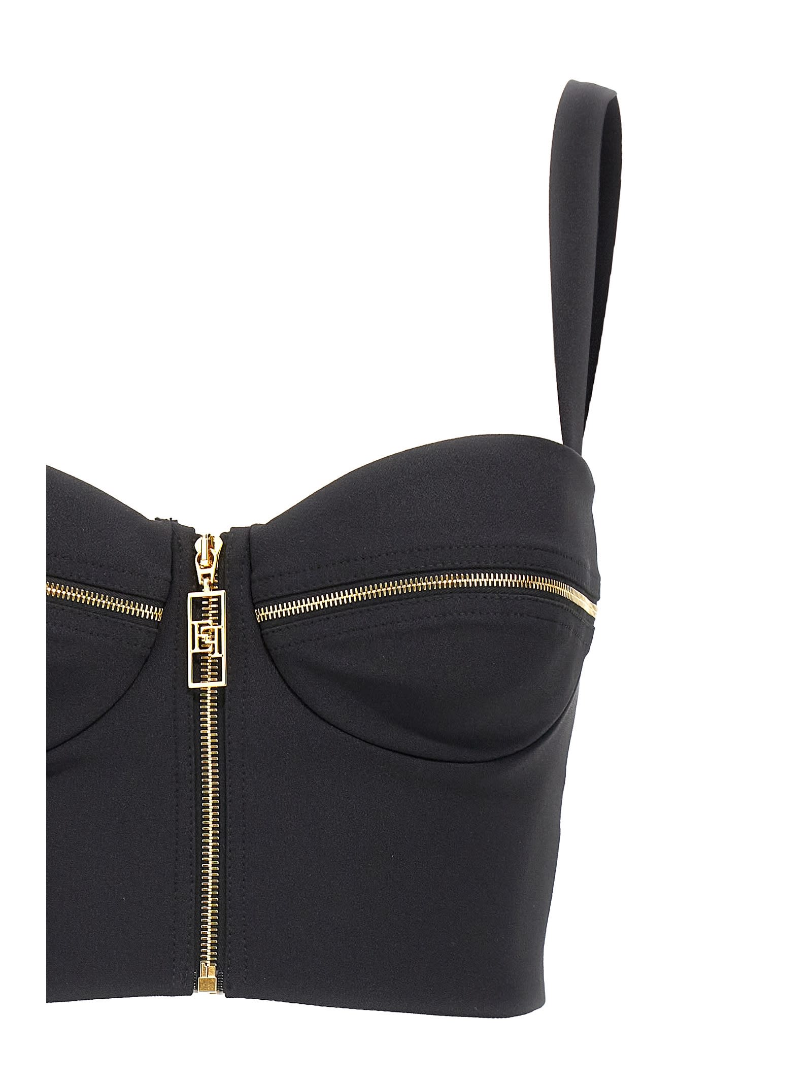 Shop Elisabetta Franchi Balcony Top In Black