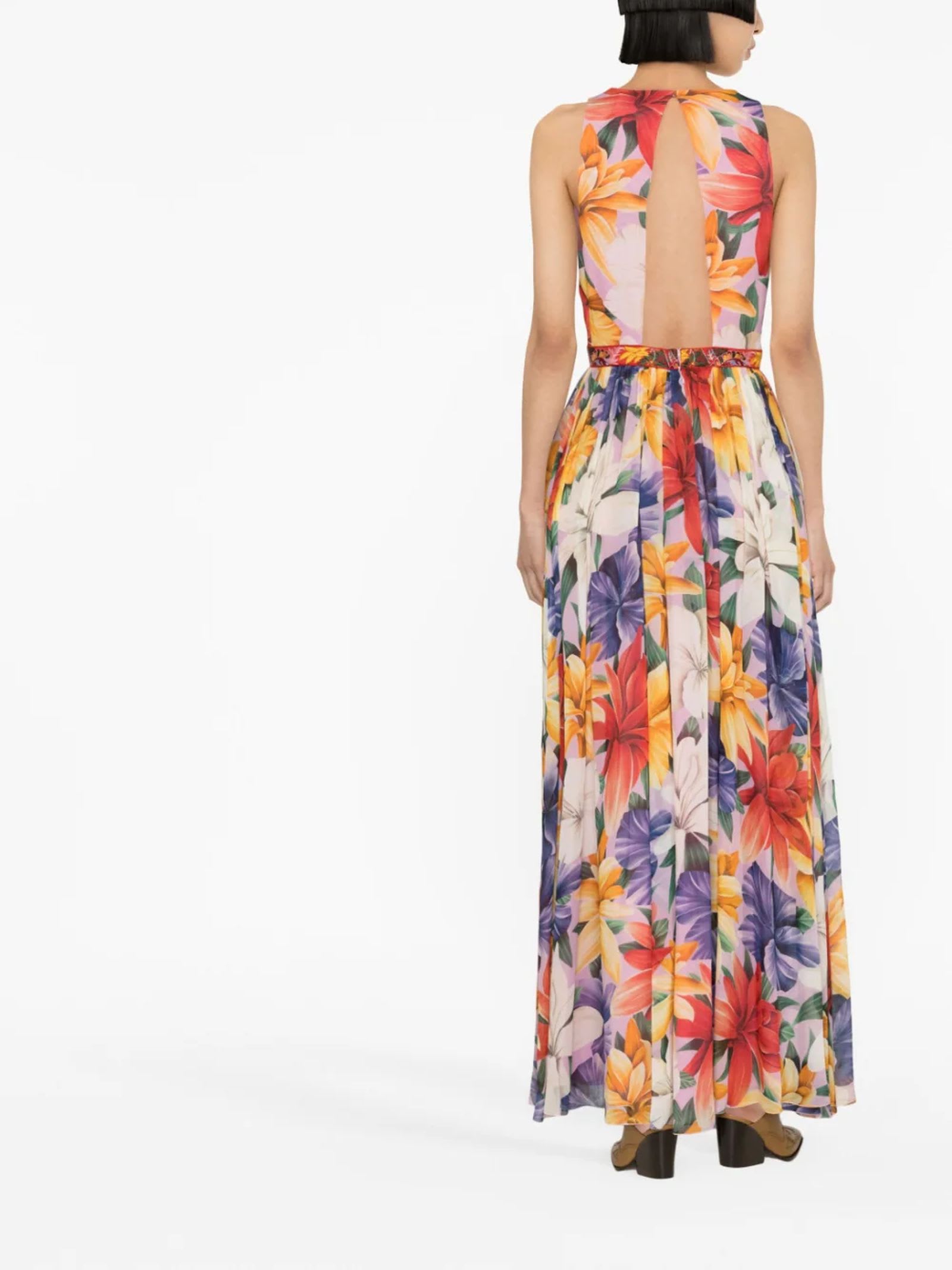 Shop Etro Floral-print Silk Dress In White