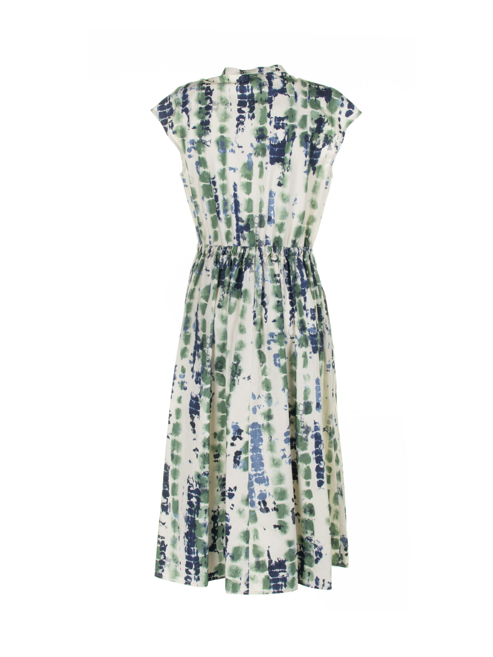Shop Woolrich Ruffled Patterned Dress In Poplin In Light Oak