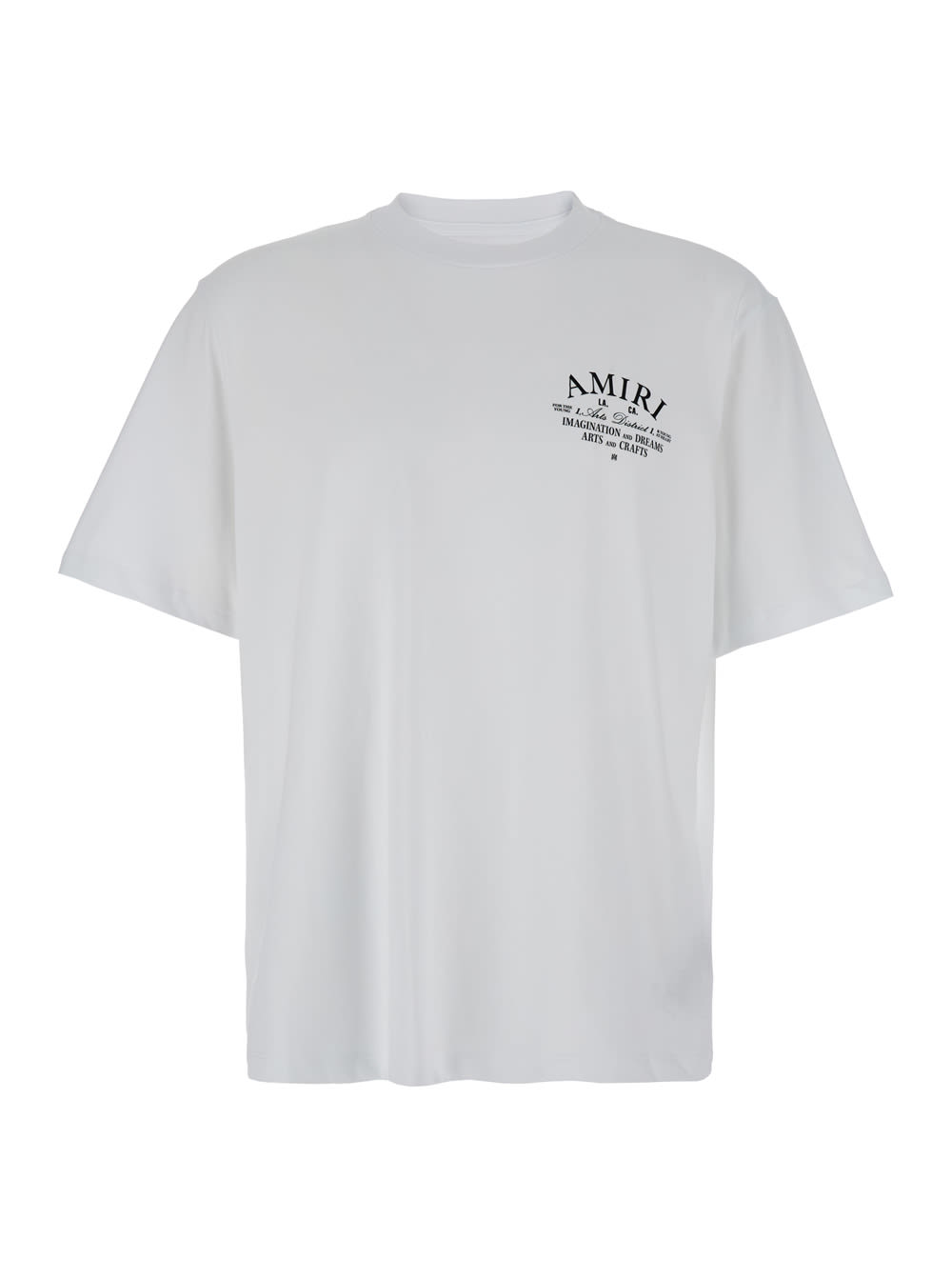 Amiri White Crewneck T-shirt With Logo Print On The Front In Cotton Man In Gray