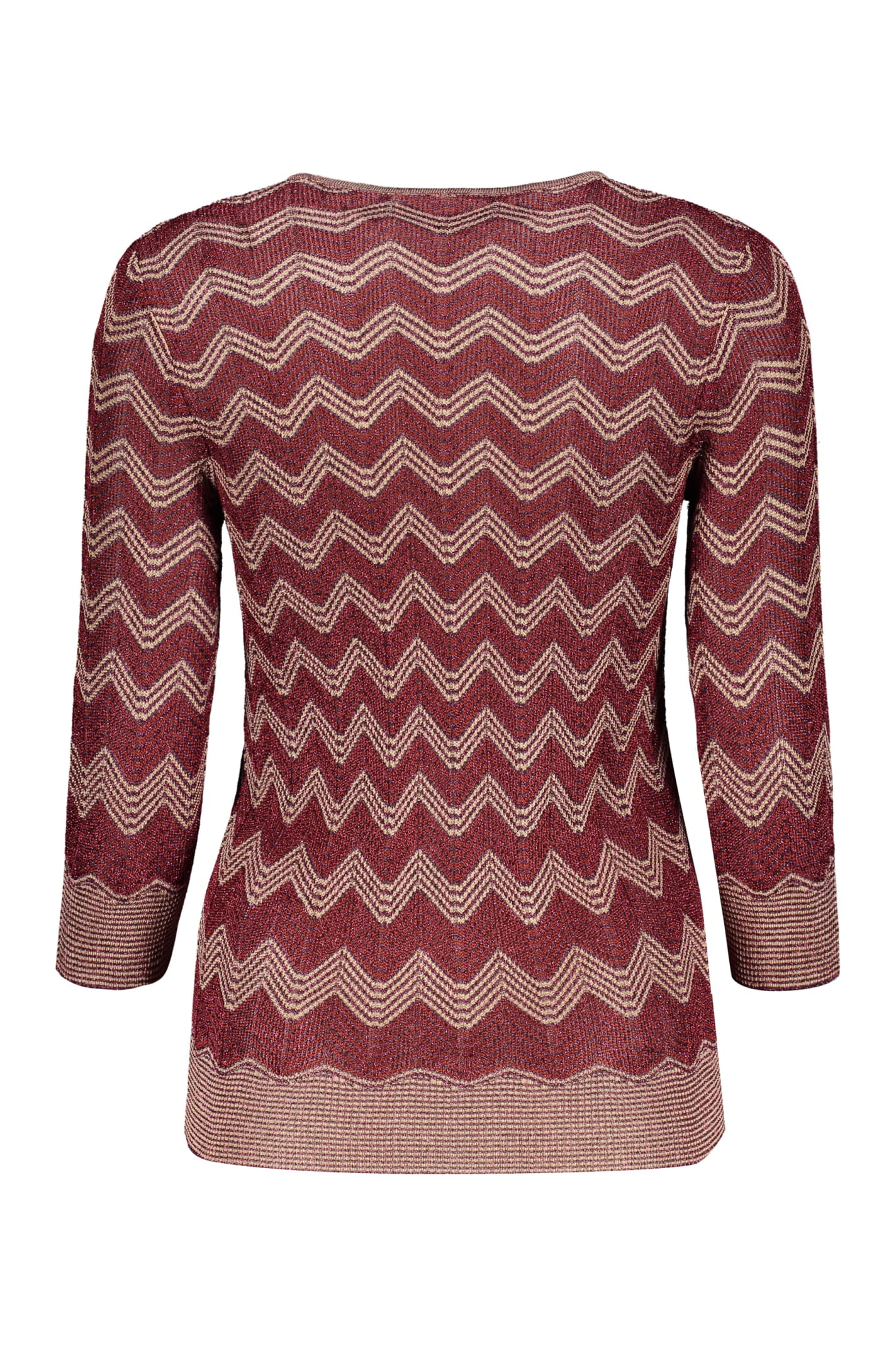 Shop Missoni Ribbed Crew-neck Sweater In Burgundy
