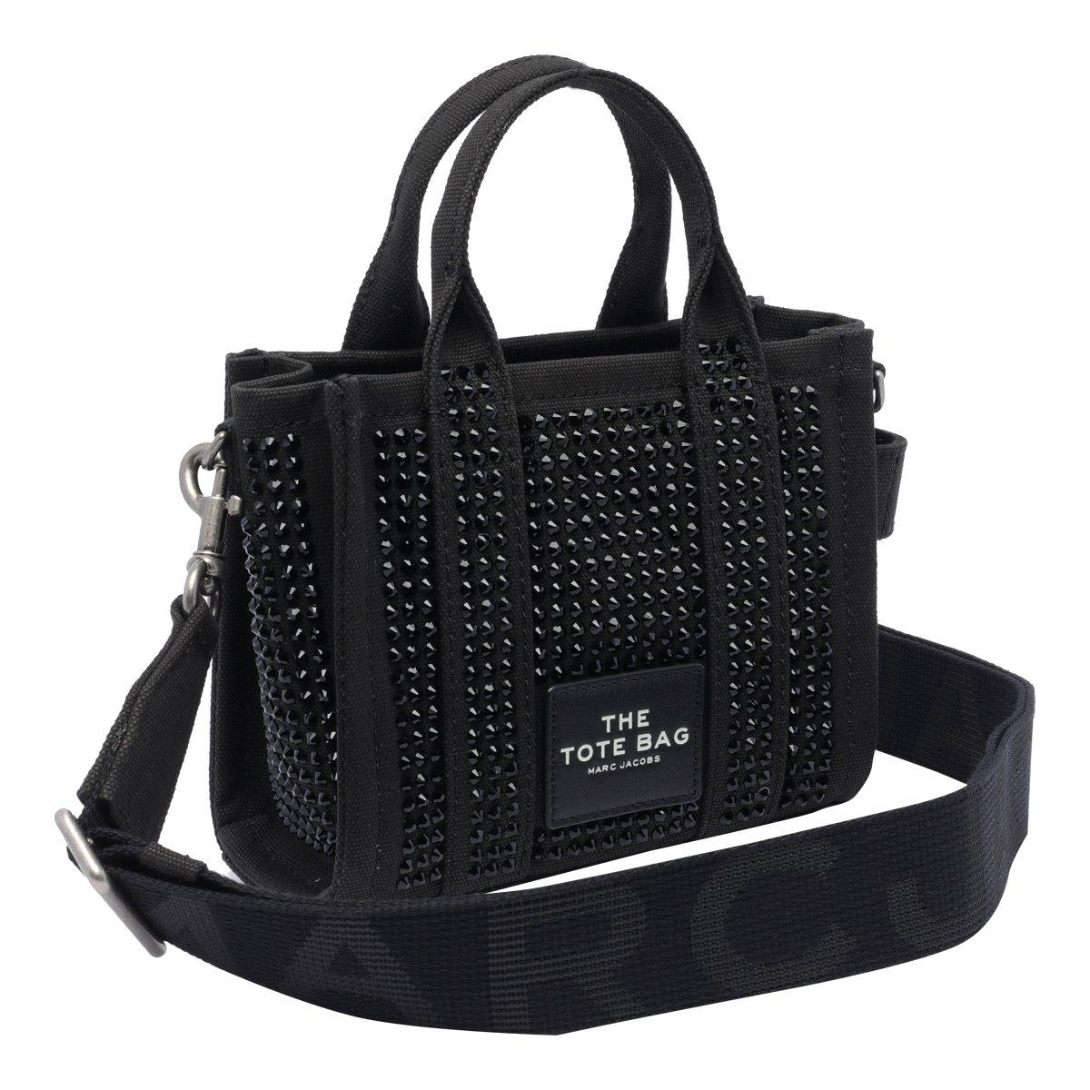 Shop Marc Jacobs Embellished Mini Tote Bag In Black Crystal