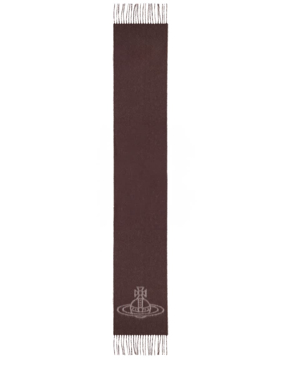 Vivienne Westwood Double Face Scarf In Brown