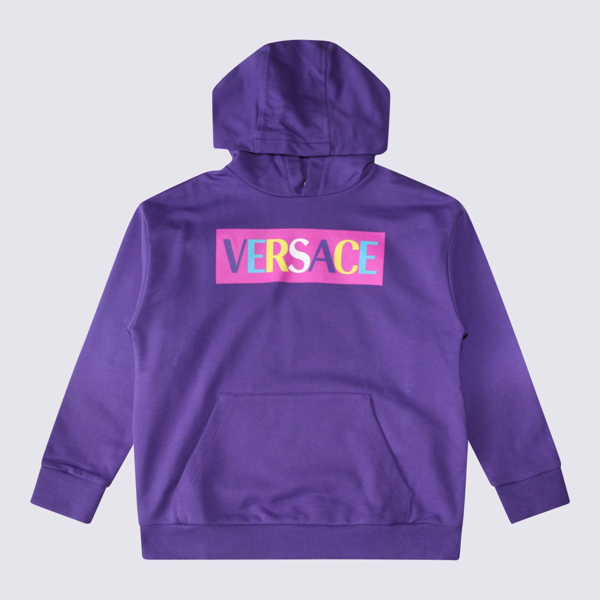Shop Versace Purple Cotton Sweatshirt In Multicolour