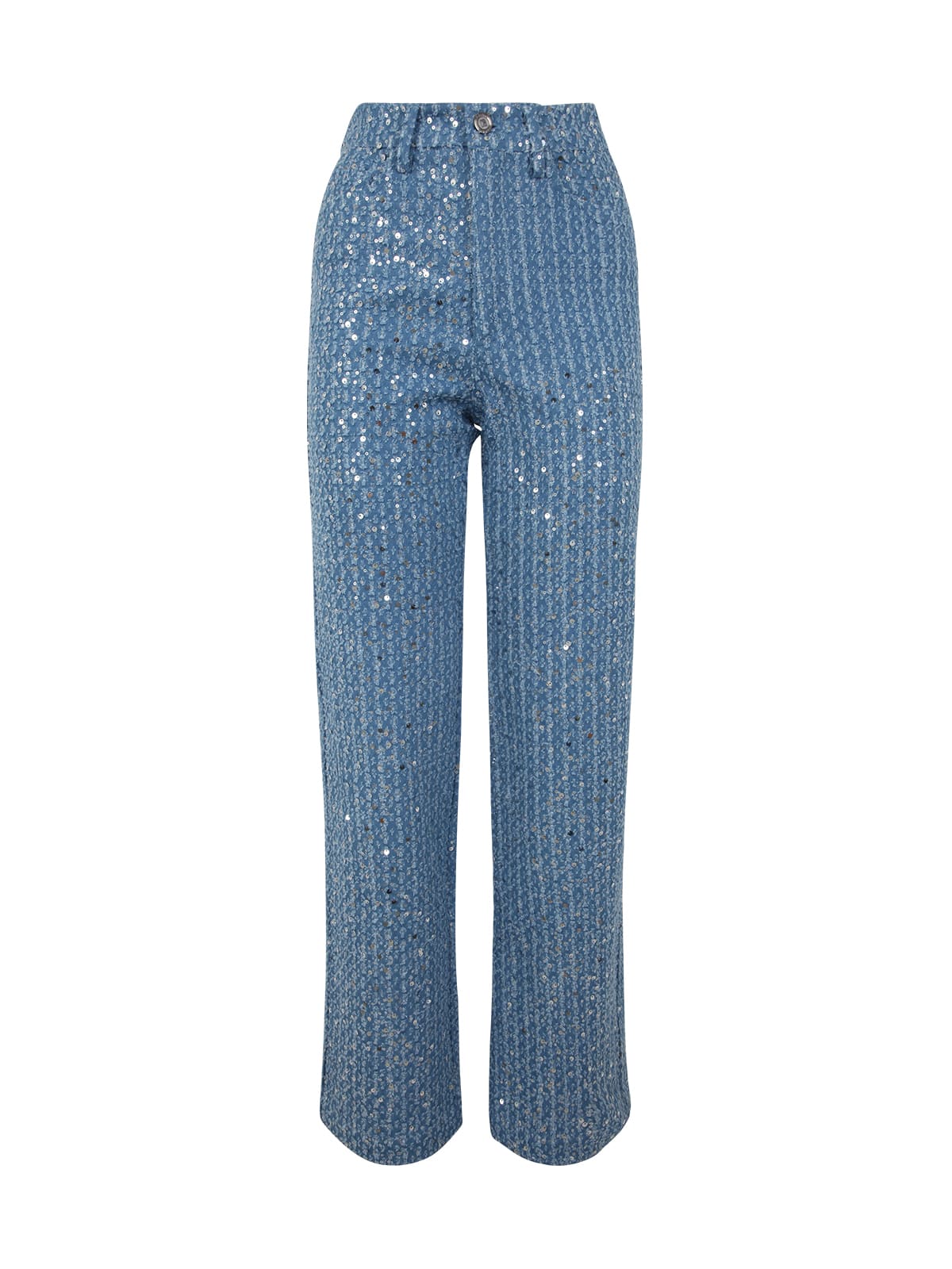 Rotate Birger Christensen Main Boots In Medium Blue Denim With Sequin