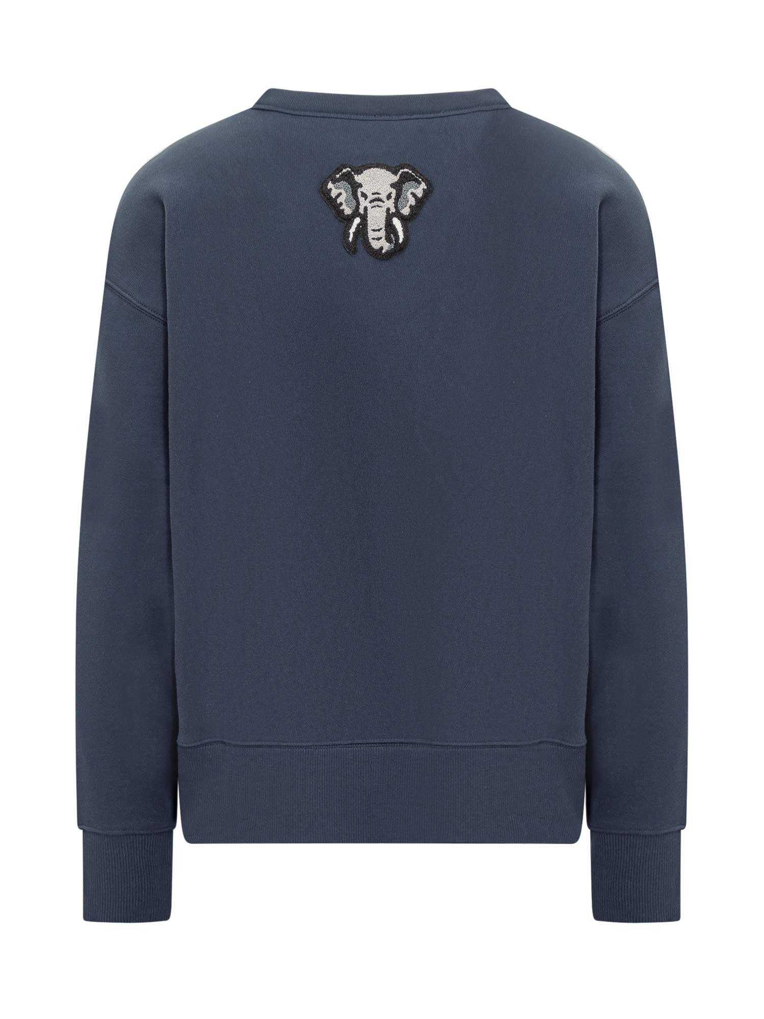 Kenzo College Print Cotton Molleton Sweatshirt In Blue