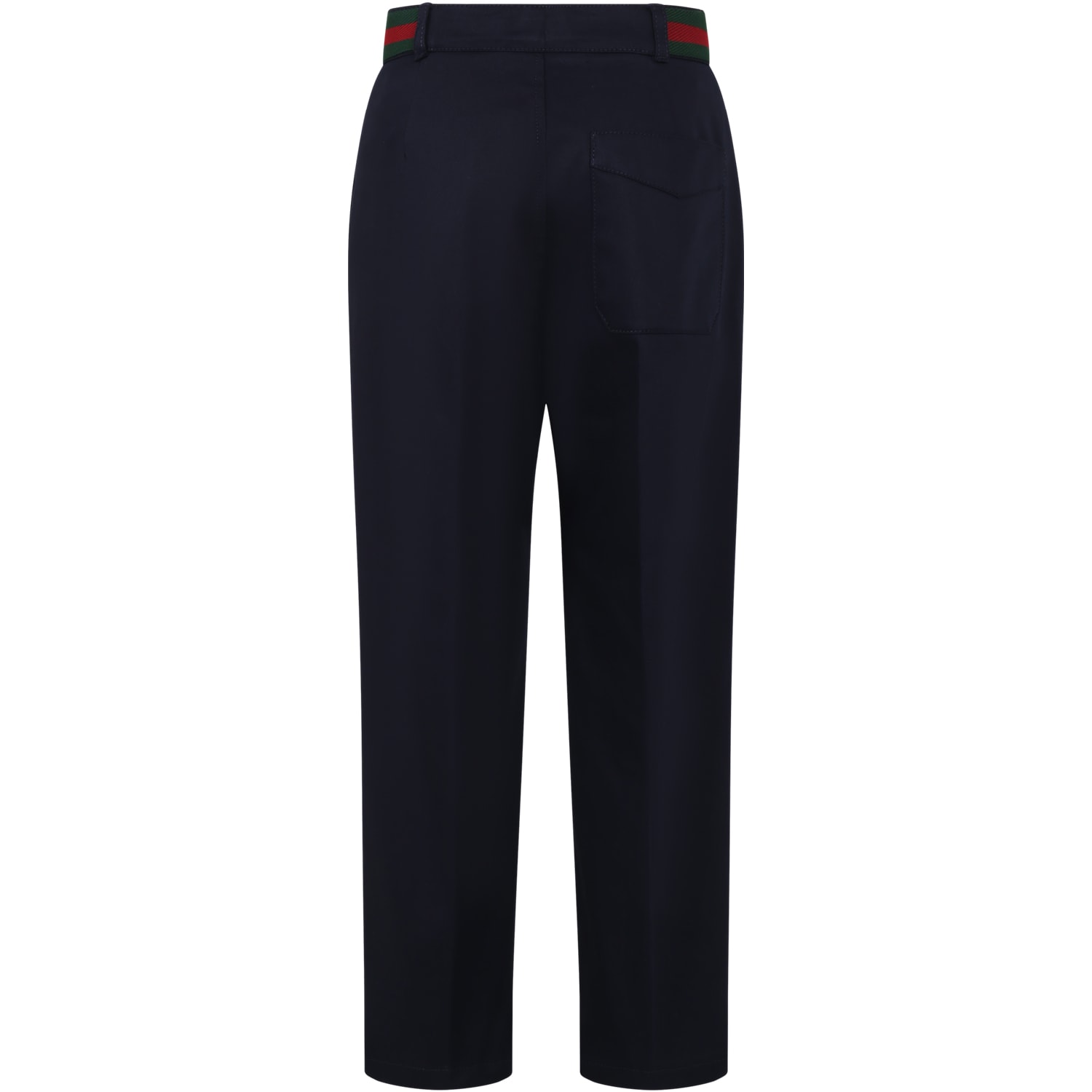 Shop Gucci Blue Trousers For Boy With Web Detail