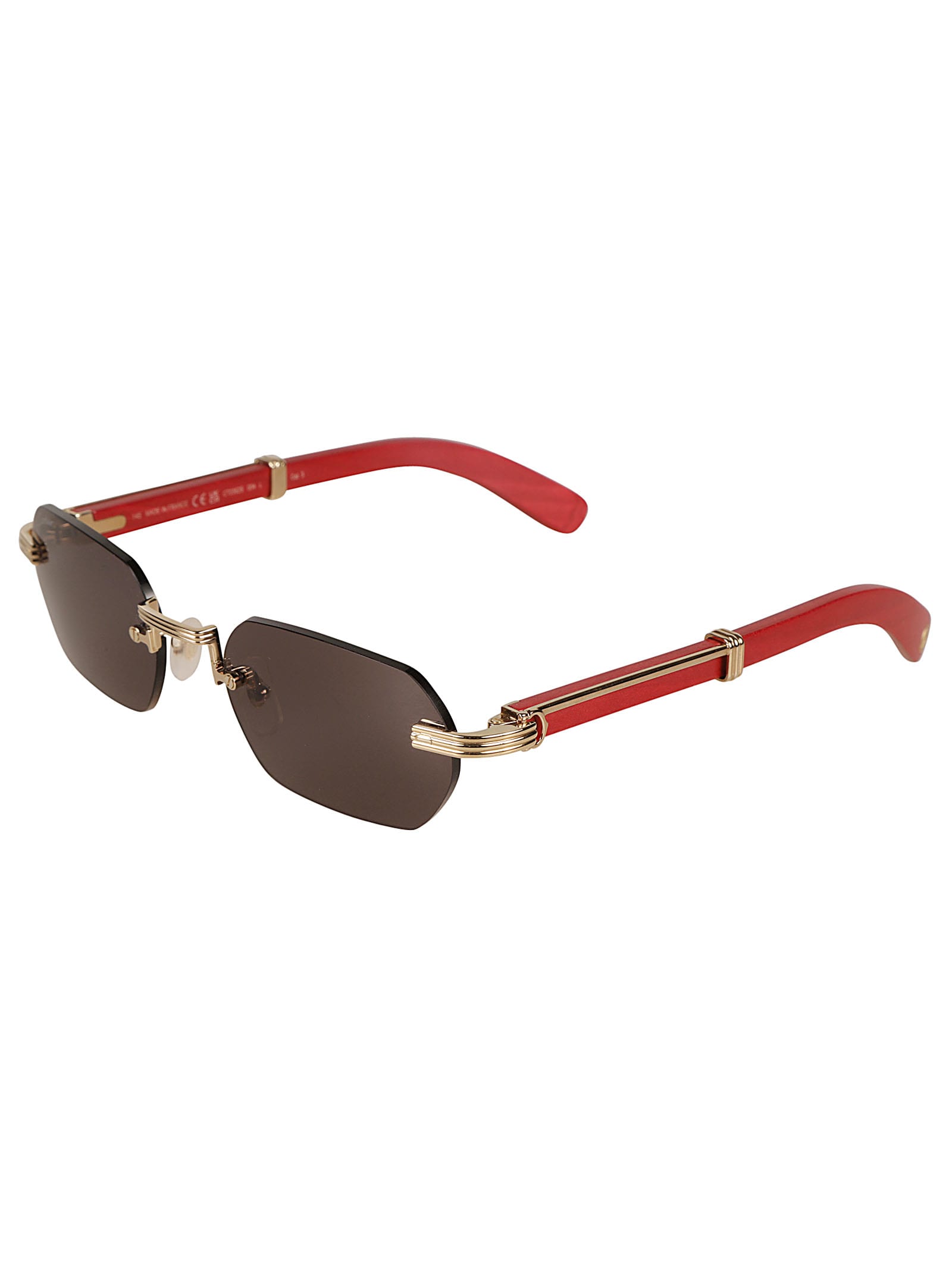 Shop Cartier Hexagon Frame-less Sunglasses Sunglasses In Gold