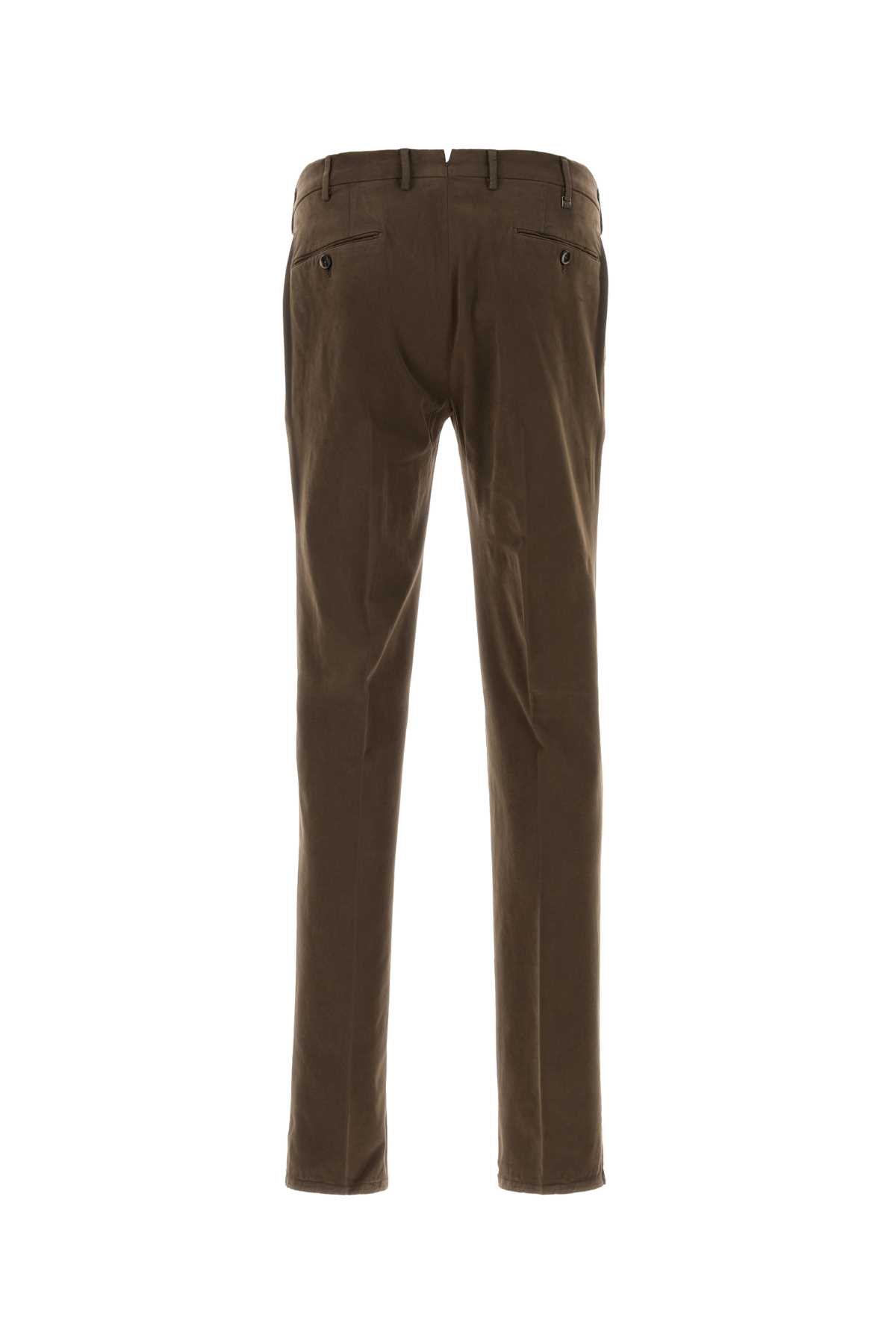 Pt Torino Brown Stretch Modal Blend Pant In Brown