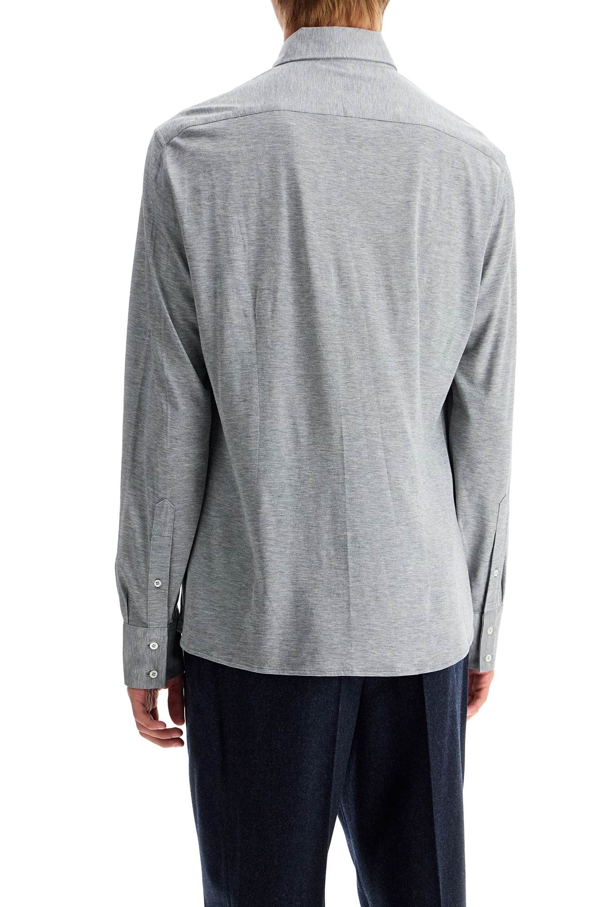 Brunello Cucinelli Grey Linen Shirt With Classic Button-down Collar In Grigio (grey)