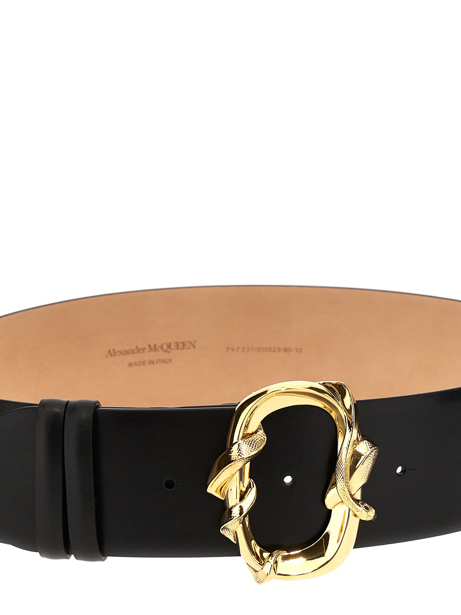 Alexander Mcqueen Snake-buckle Leather Belt In Black