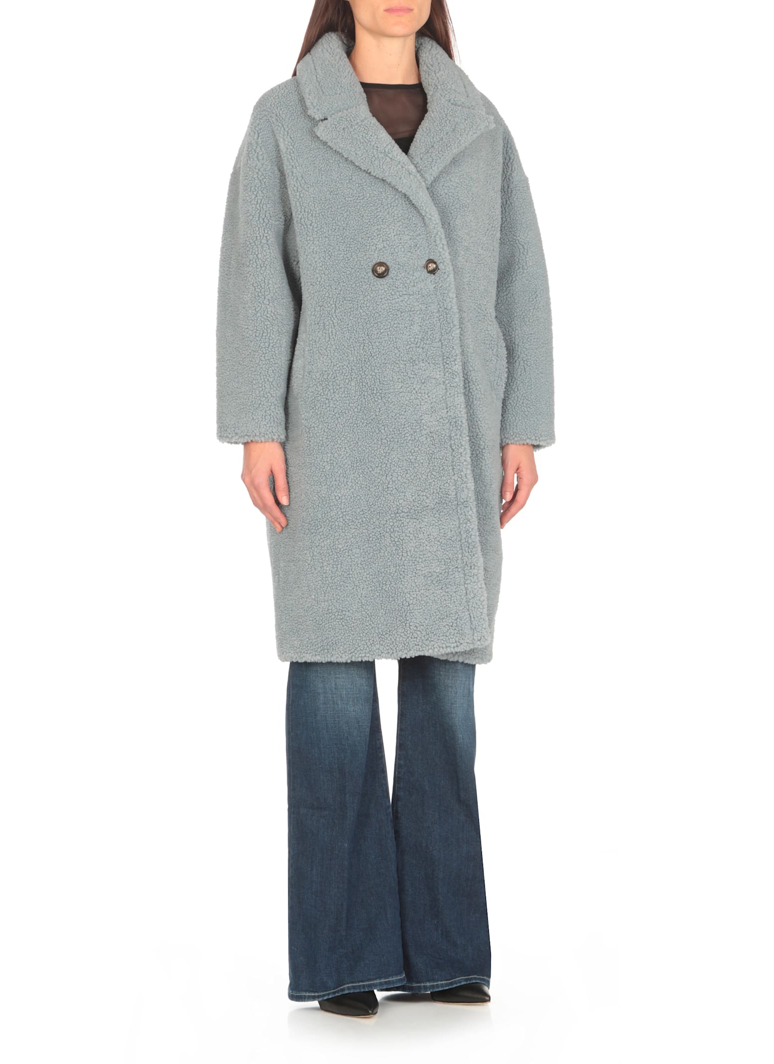 Shop Betta Corradi Faux Fur Coat In Light Blue