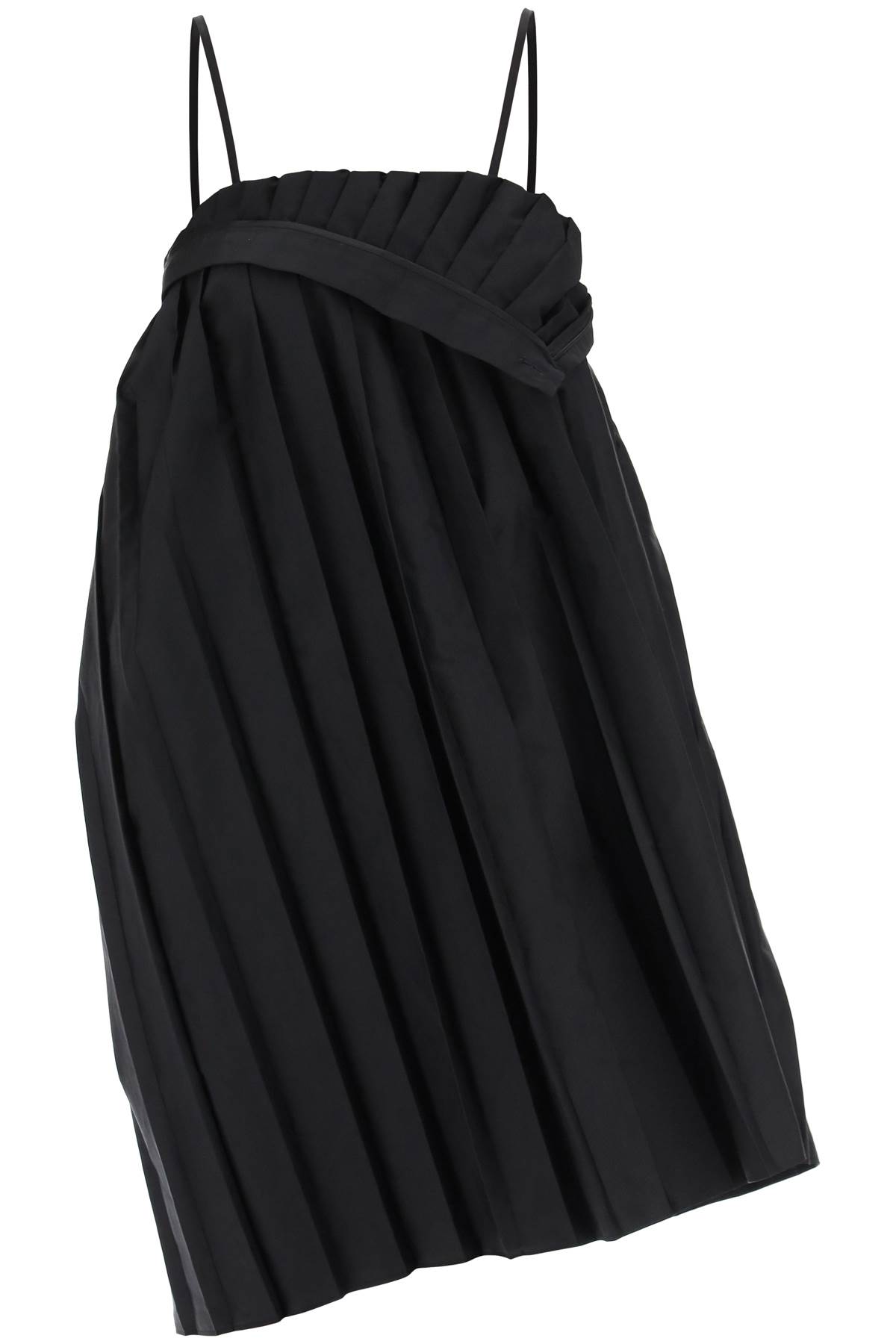 Shop Mm6 Maison Margiela Trompe Loeil Pleated Mini Dress In Black (black)