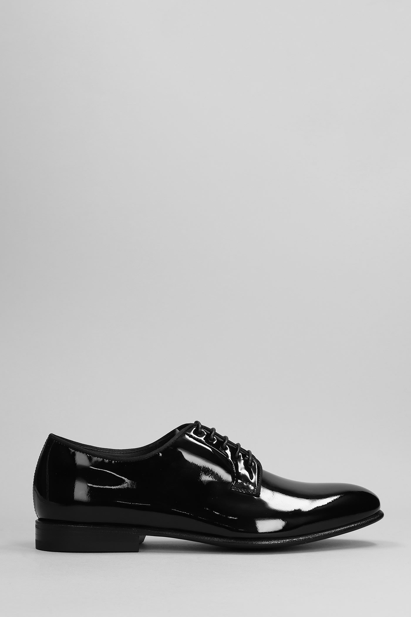 Green George Lace Up Shoes In Black Patent Leather