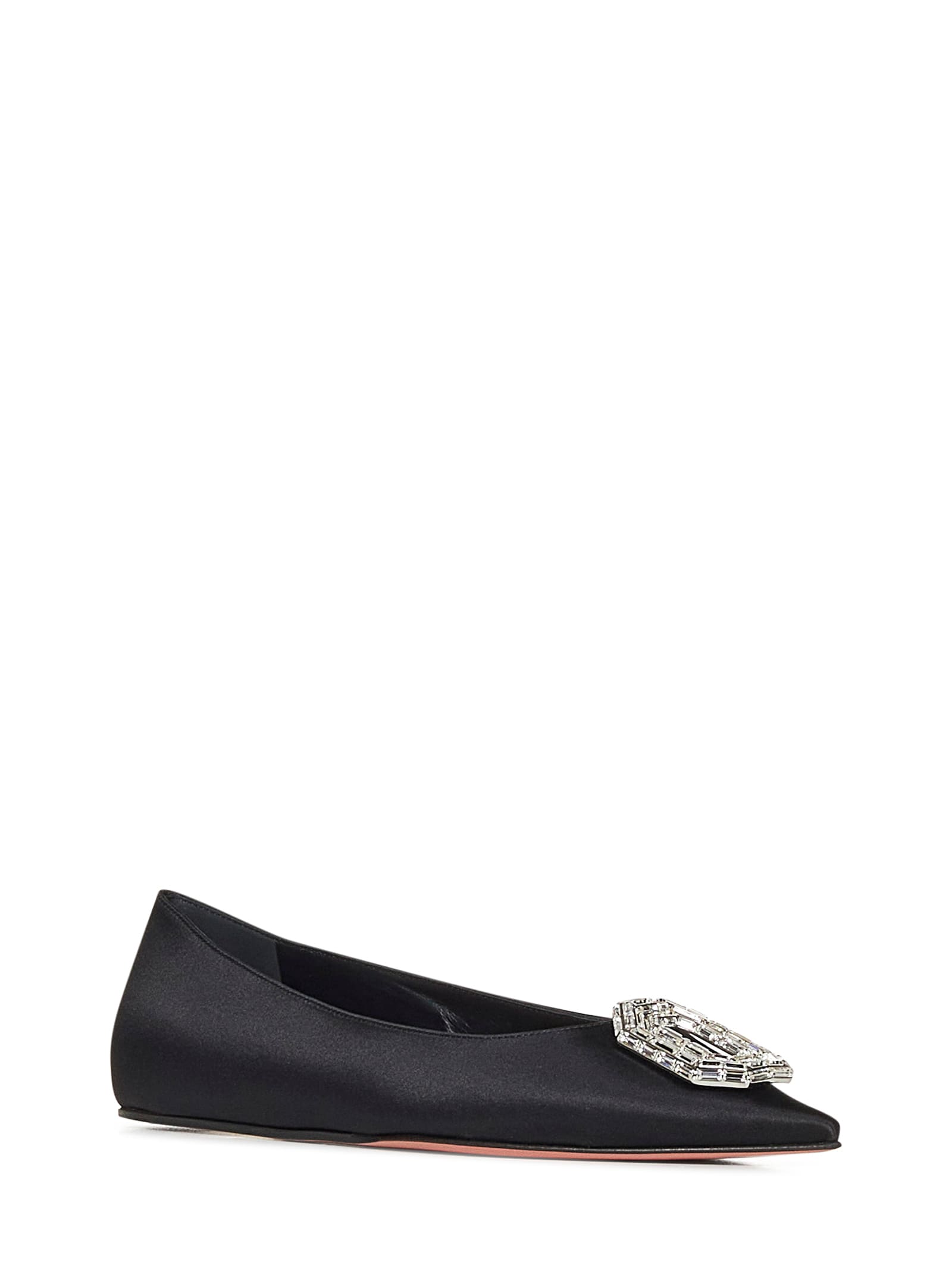 Shop Amina Muaddi Camelia Flat Ballet Shoes In Black