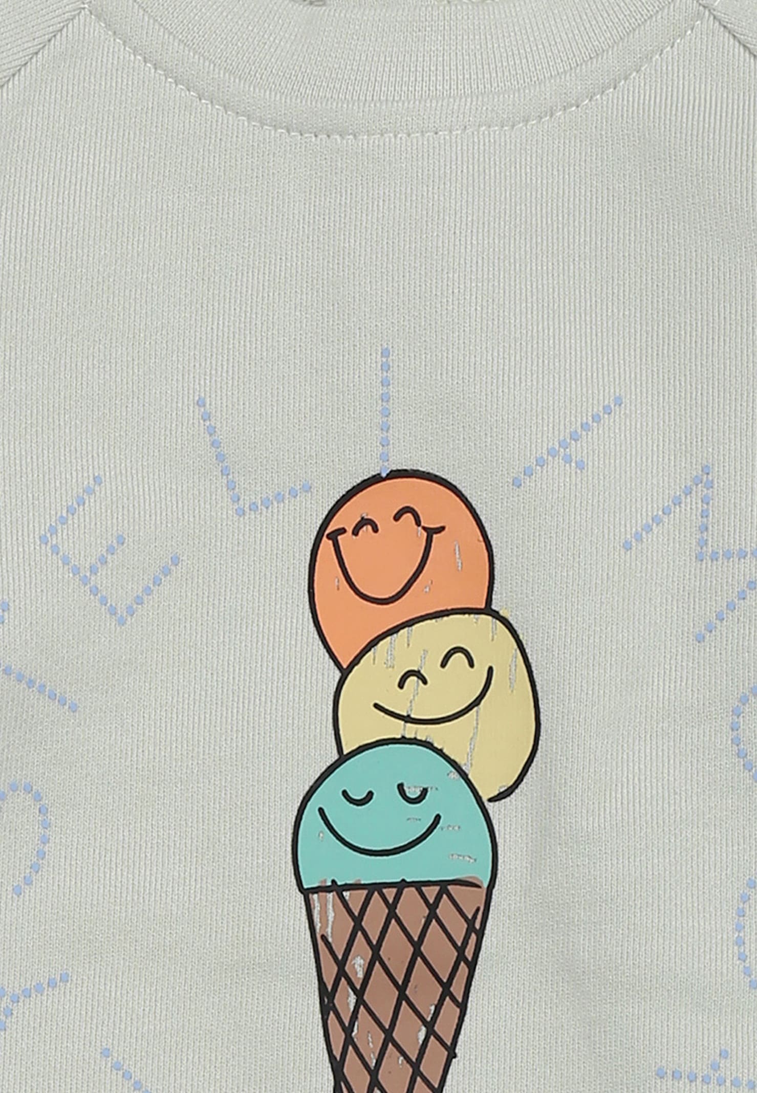 Stella Mccartney Green Sweatshirt For Baby Boy With Ice Cream In Green