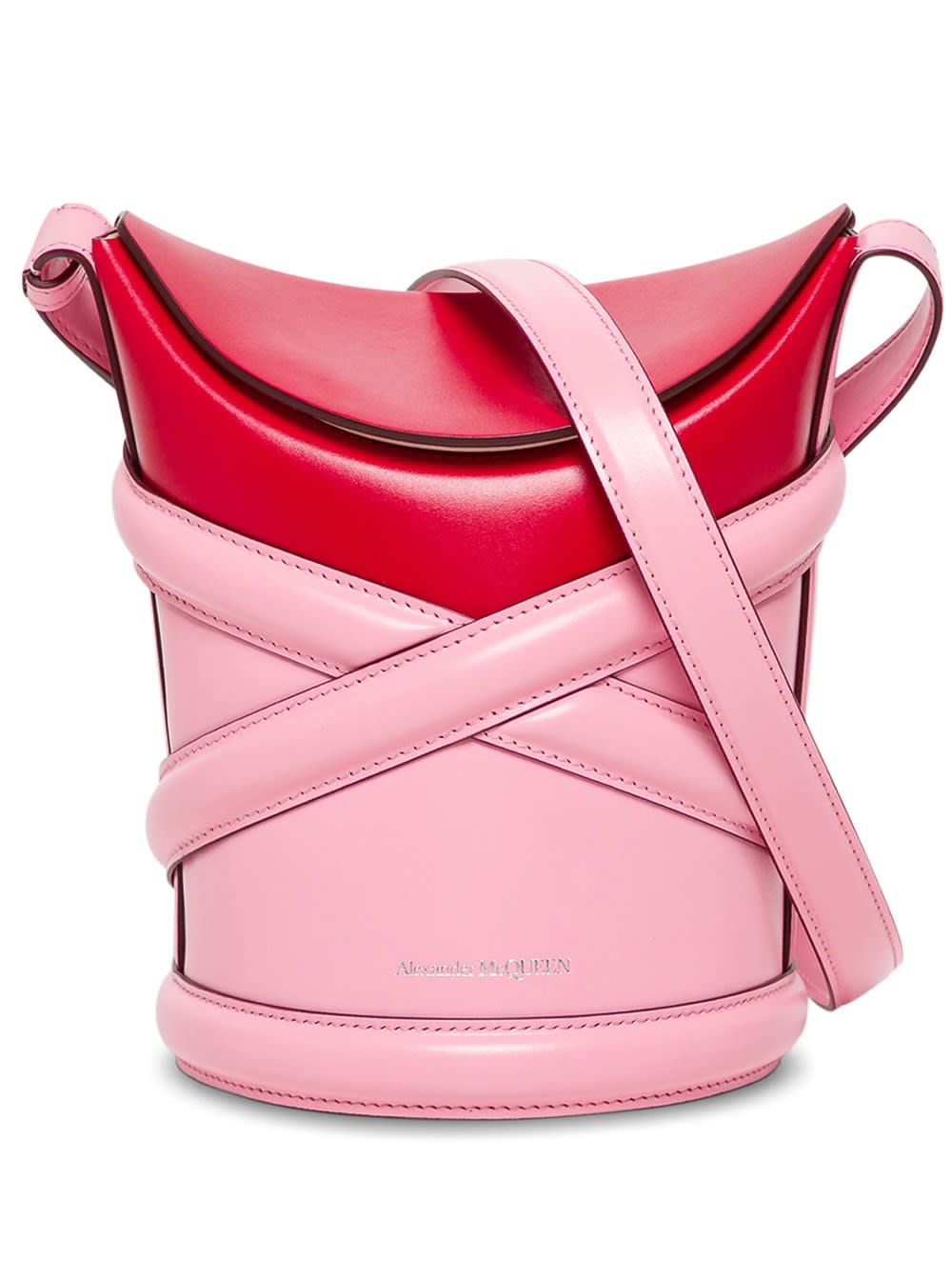 Alexander McQueen The Curve Crossbody Bag In Pink And Red Leather