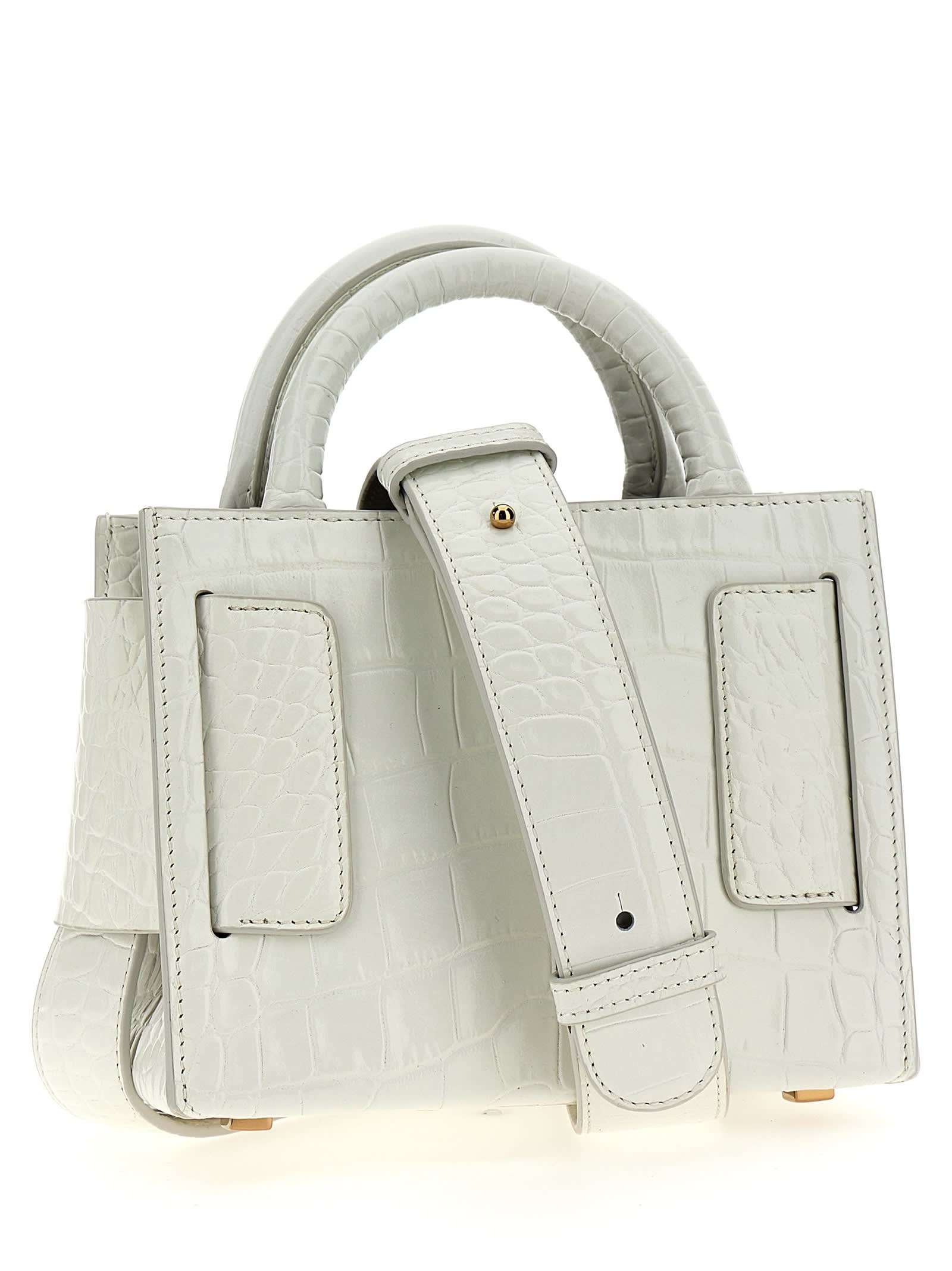 Shop Boyy Bobby 18 Croc-embossed Handbag In White
