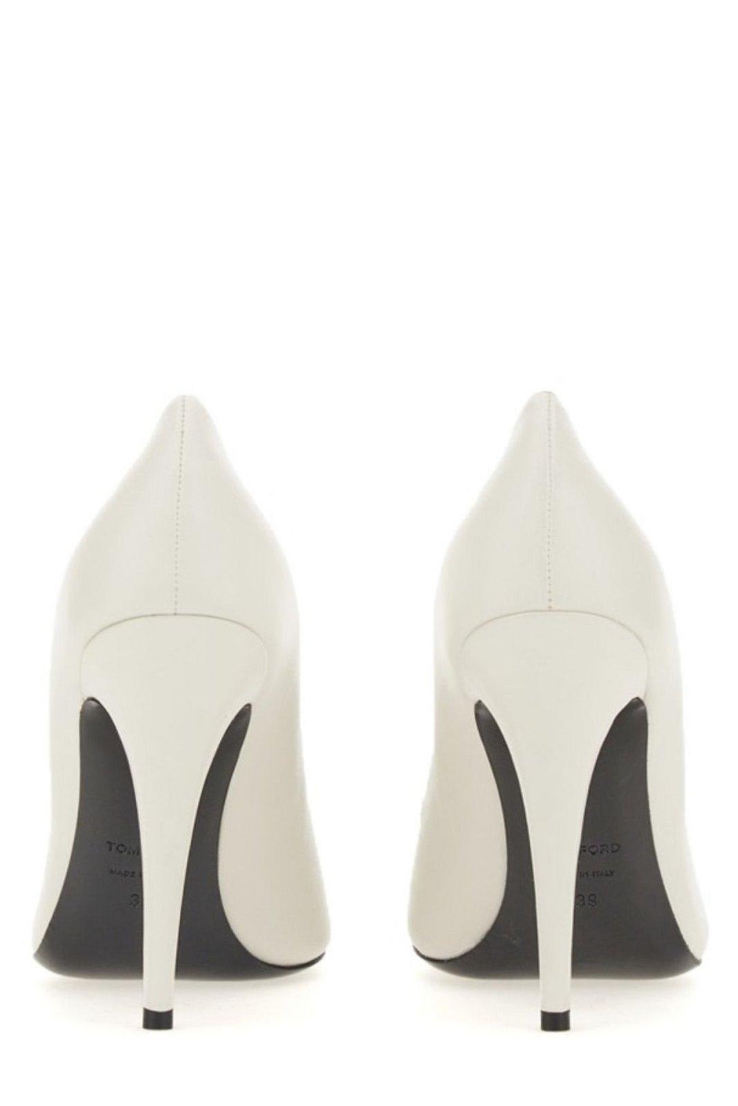 Shop Tom Ford Lace-up Pointed-toe Pumps In White
