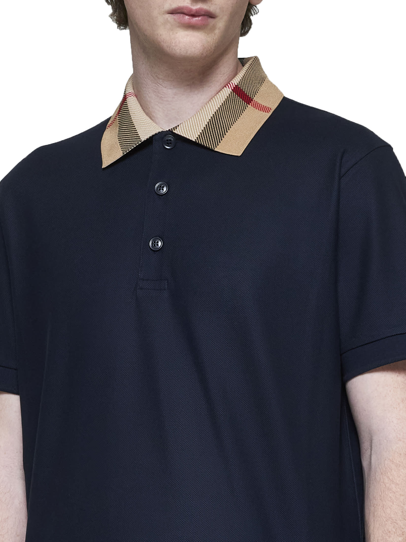 Shop Burberry Polo Shirt In Smoked Navy