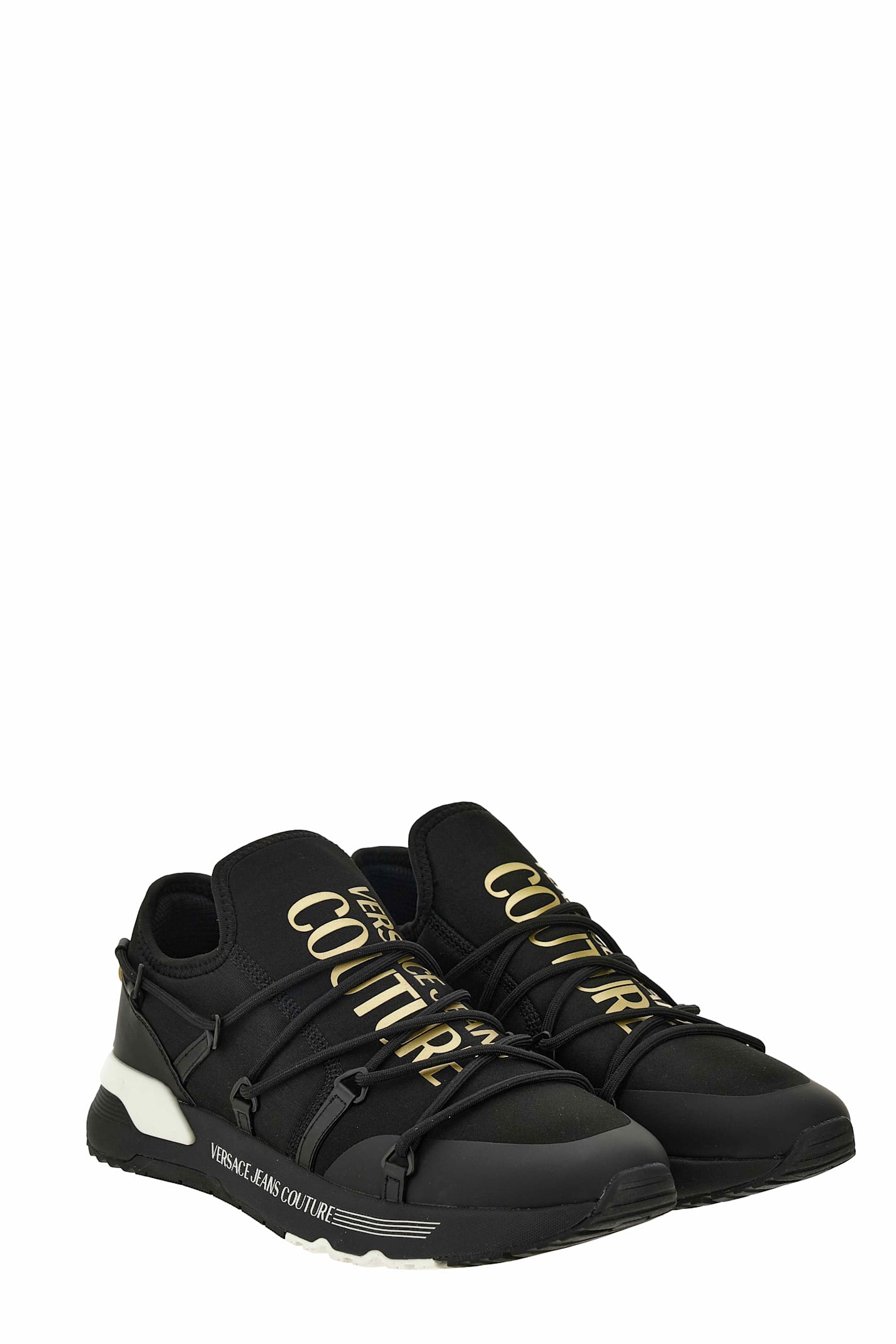Versace Jeans Couture Logo Printed Low-top Sneakers In Black