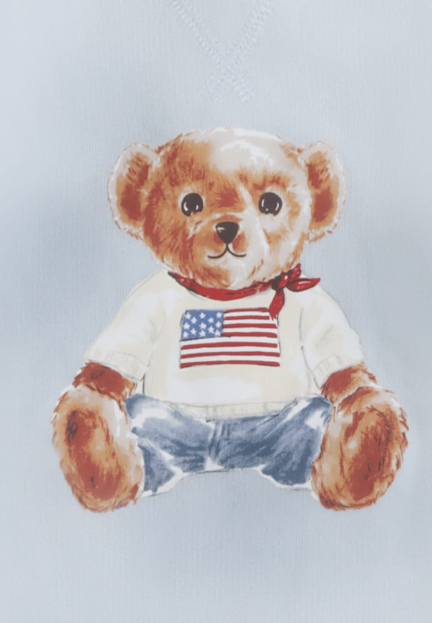 Ralph Lauren Light Blue Babygrow For Baby Boy With Polo Bear In White