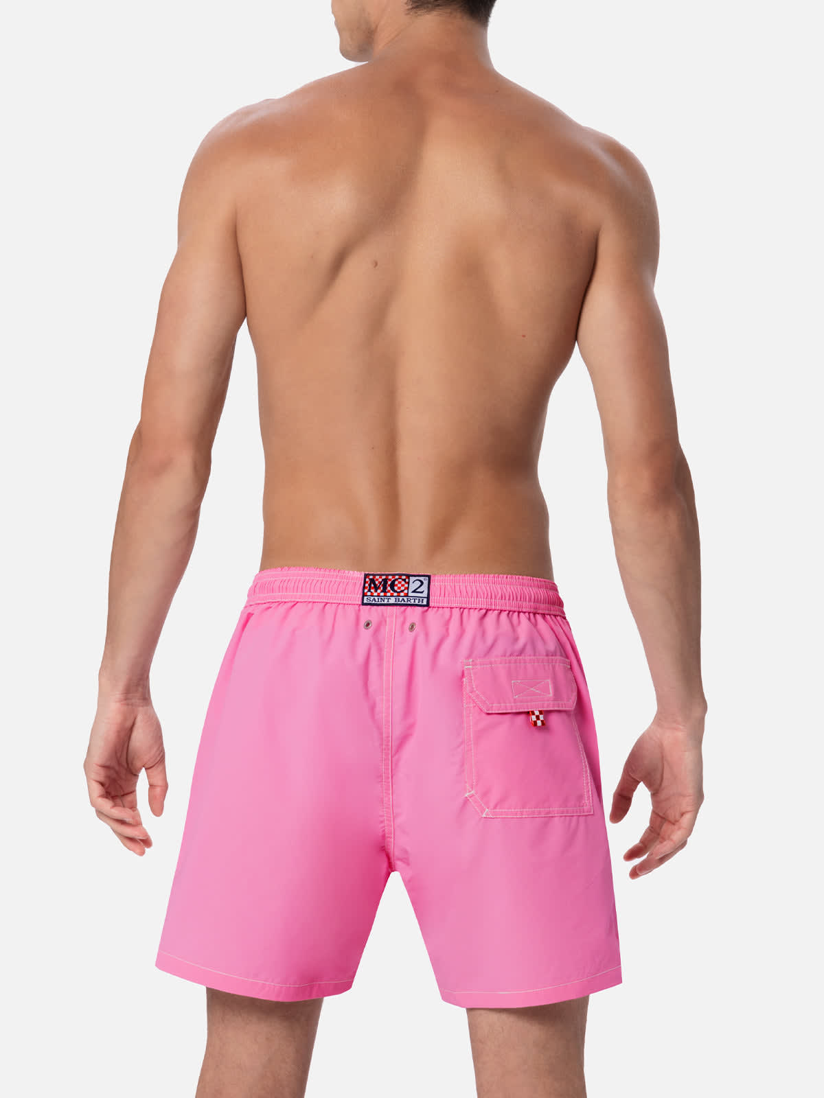 Shop Mc2 Saint Barth Man Pink Mid-length Swim Shorts Patmos