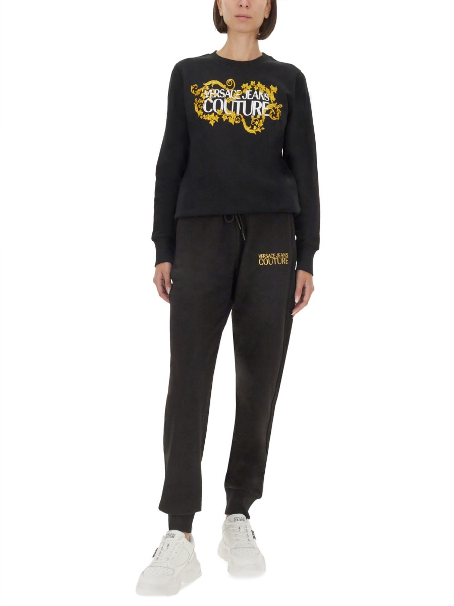 Shop Versace Jeans Couture Jogging Pants With Logo In Black