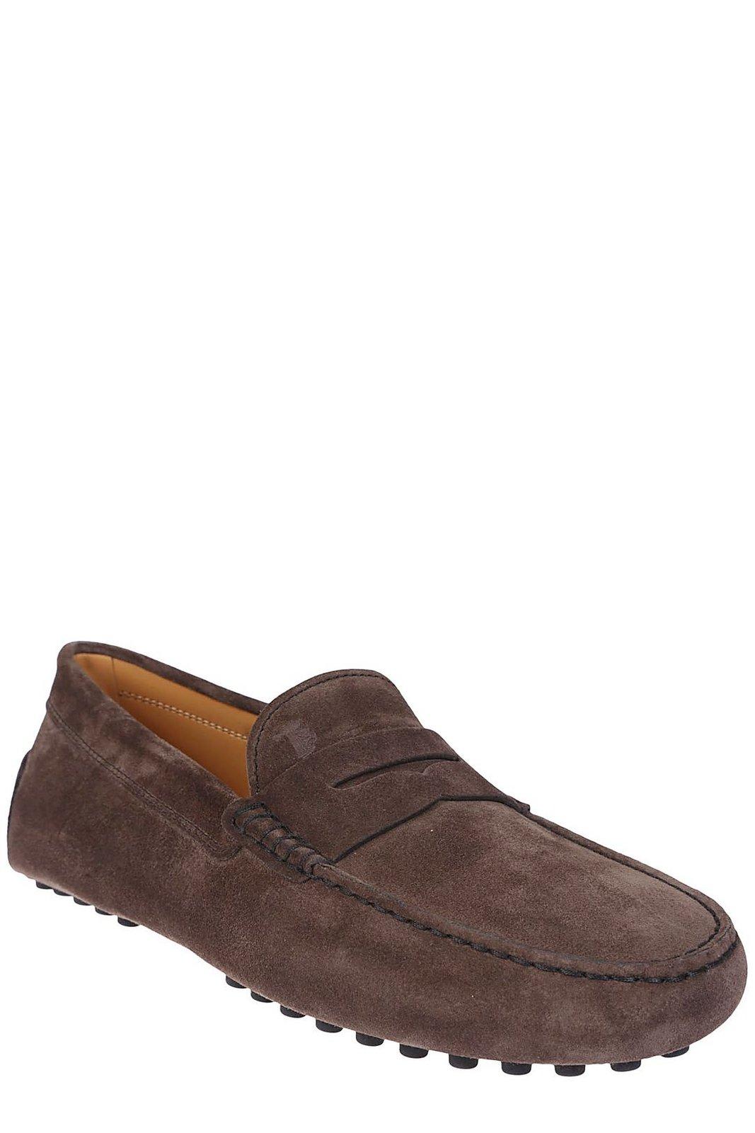 Tod's Brown Leather Loafers With Minimalist Design In Testa Di Moro