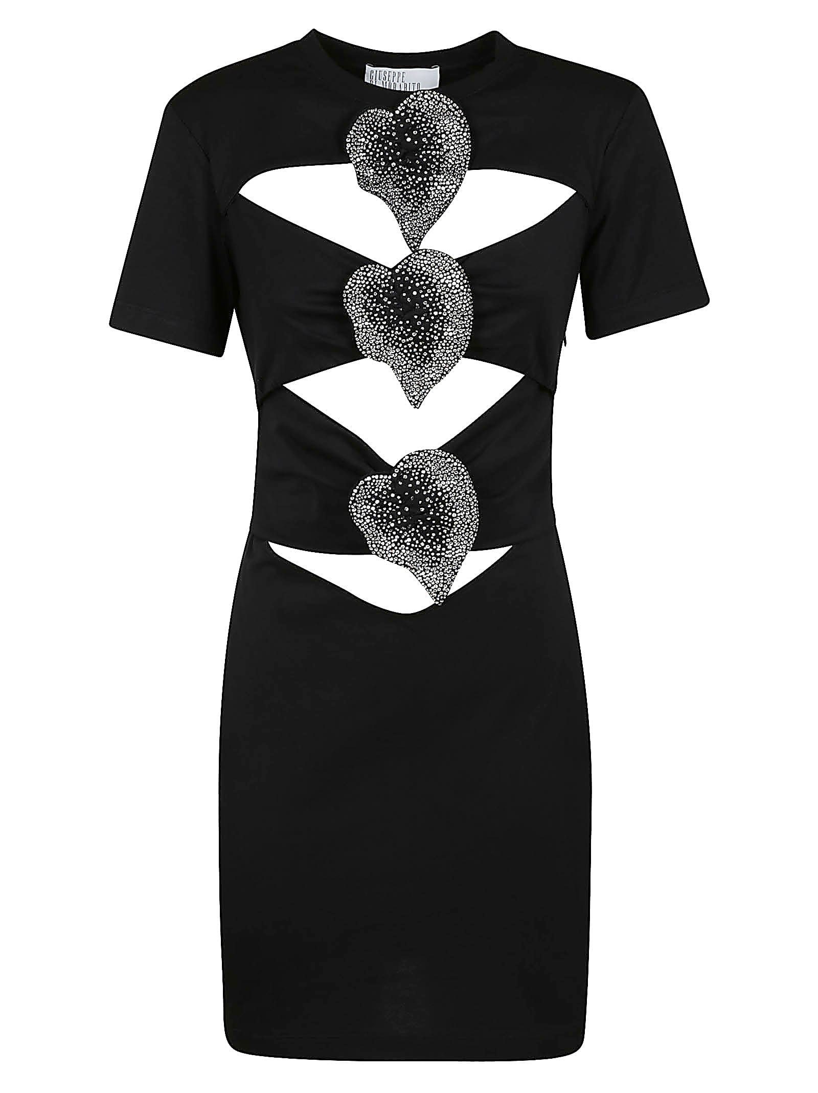 Shop Giuseppe Di Morabito Cut-out Detail Crystal Embellished T-shirt Dress In Black