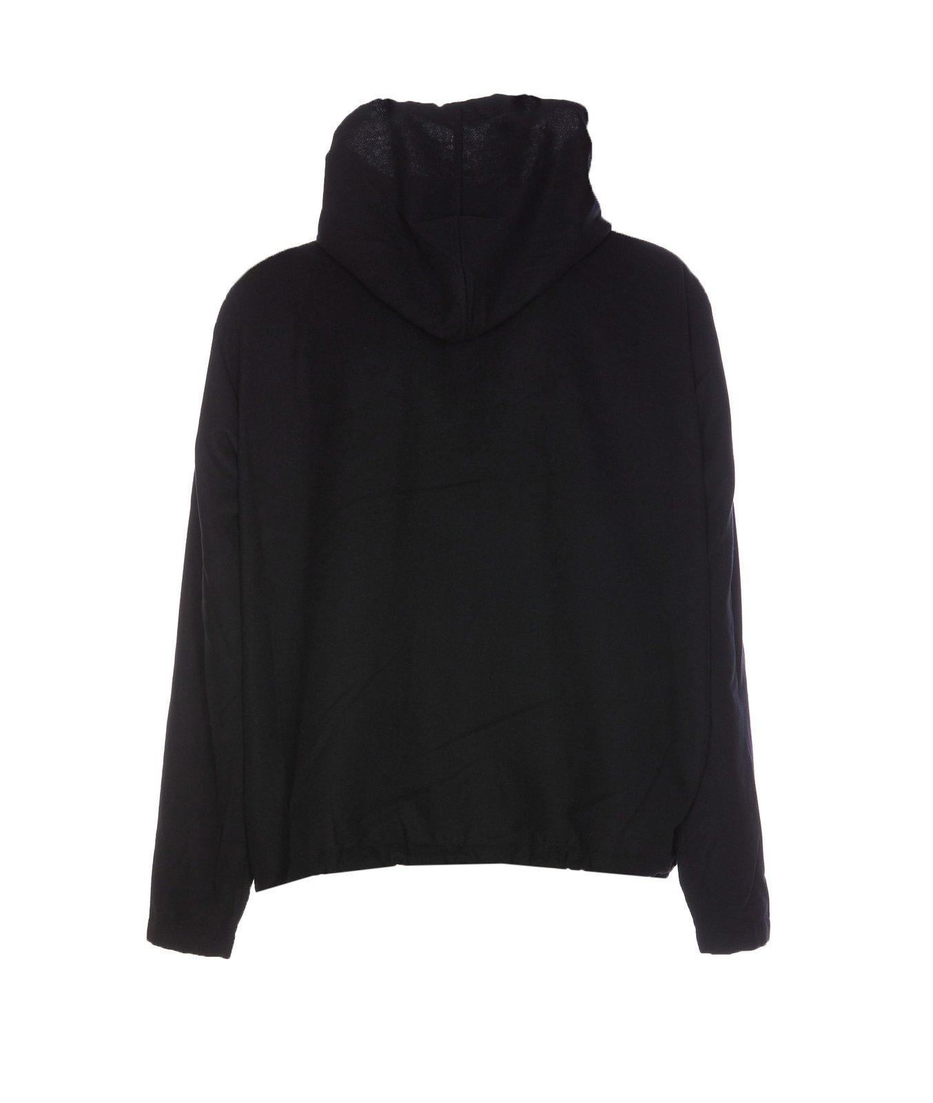 Shop Y-3 Zipped Drawstring Hoodie In Black