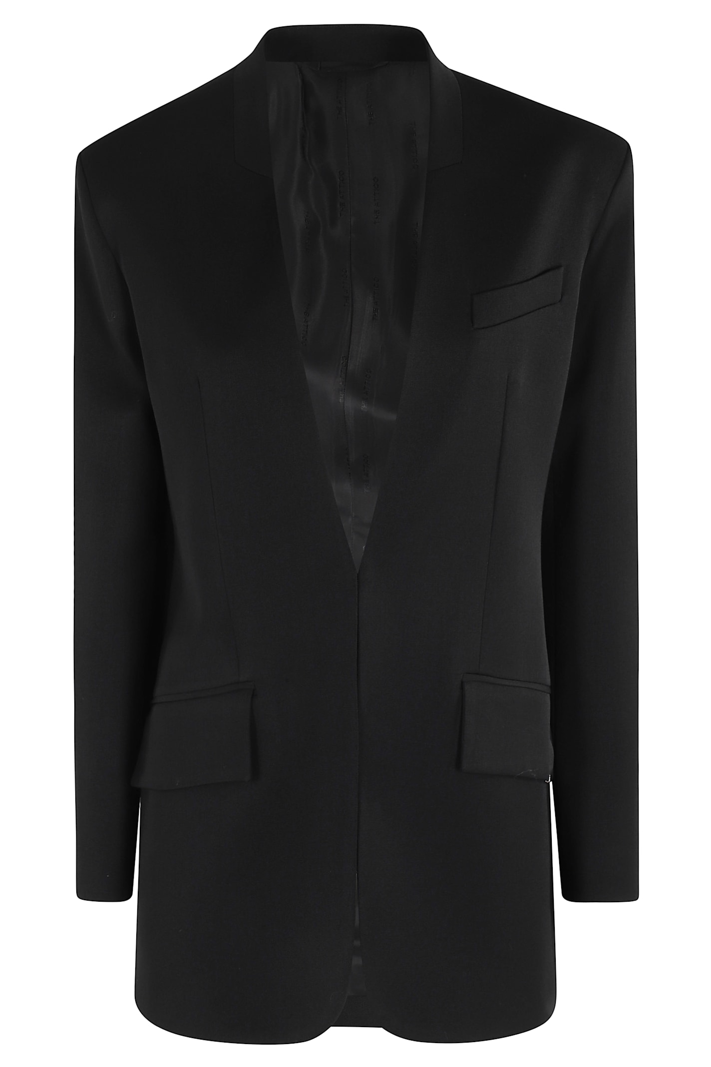 Attico Tailored Jacket With Back Vent And Flap Pockets In Black