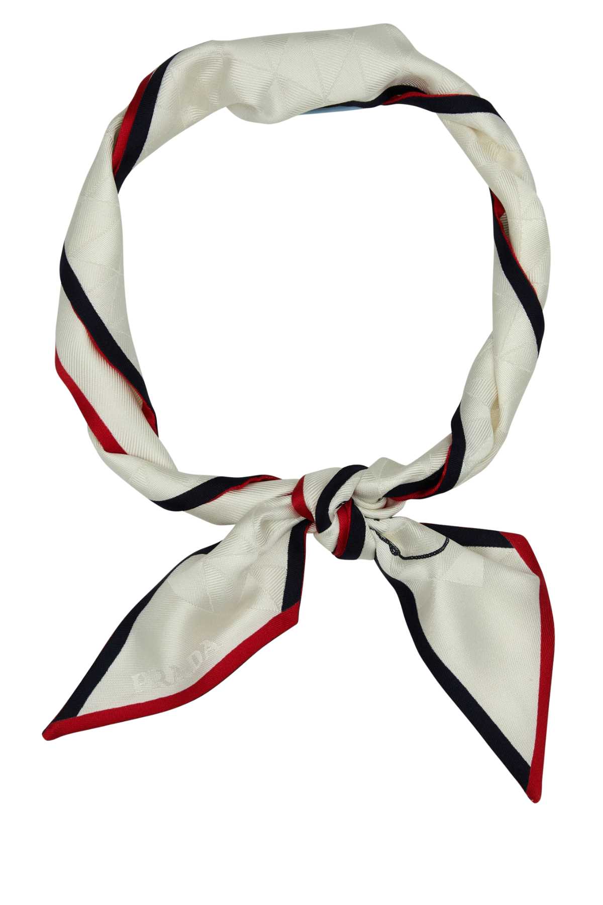 Prada Ivory Logo Bandana Scarf In Gray