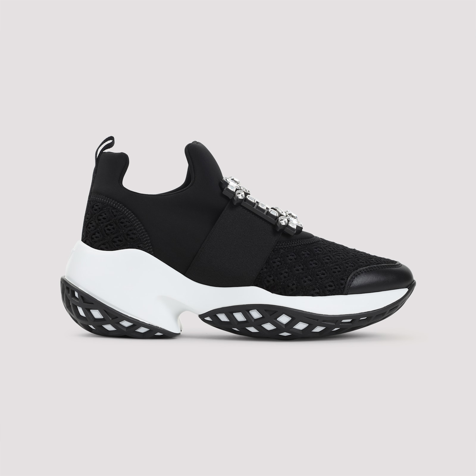 Roger Vivier Crystal-embellished Black Slip-on Sneakers In Black